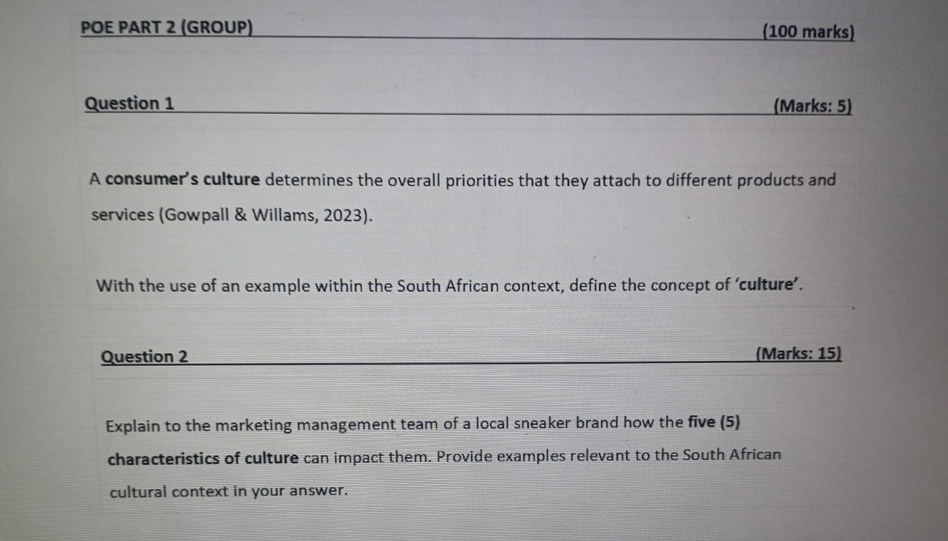  POE PART 2(GROUP) (100 marks) Question 1 (Marks: 5) A consumer's