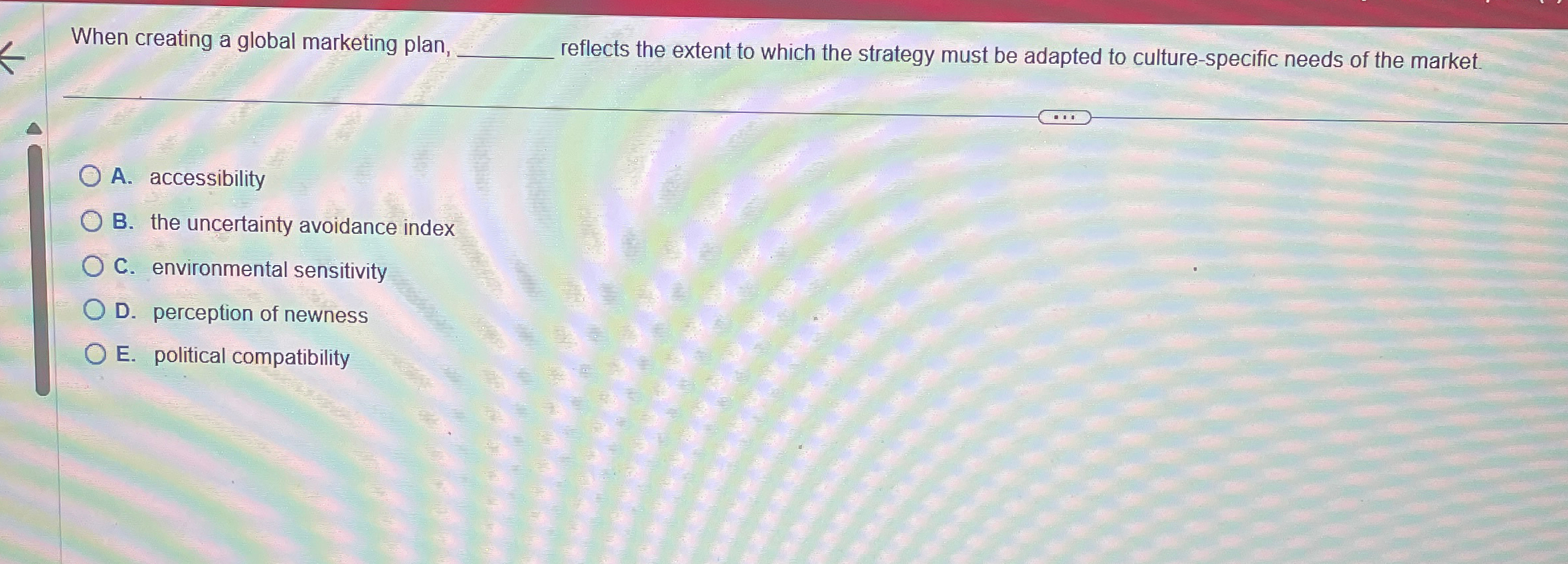  When creating a global marketing plan, q, reflects the extent to