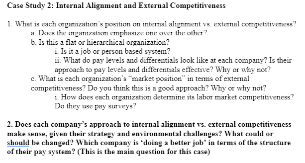  Case Study 2: Internal Alignment and External Competitiveness 1. What is