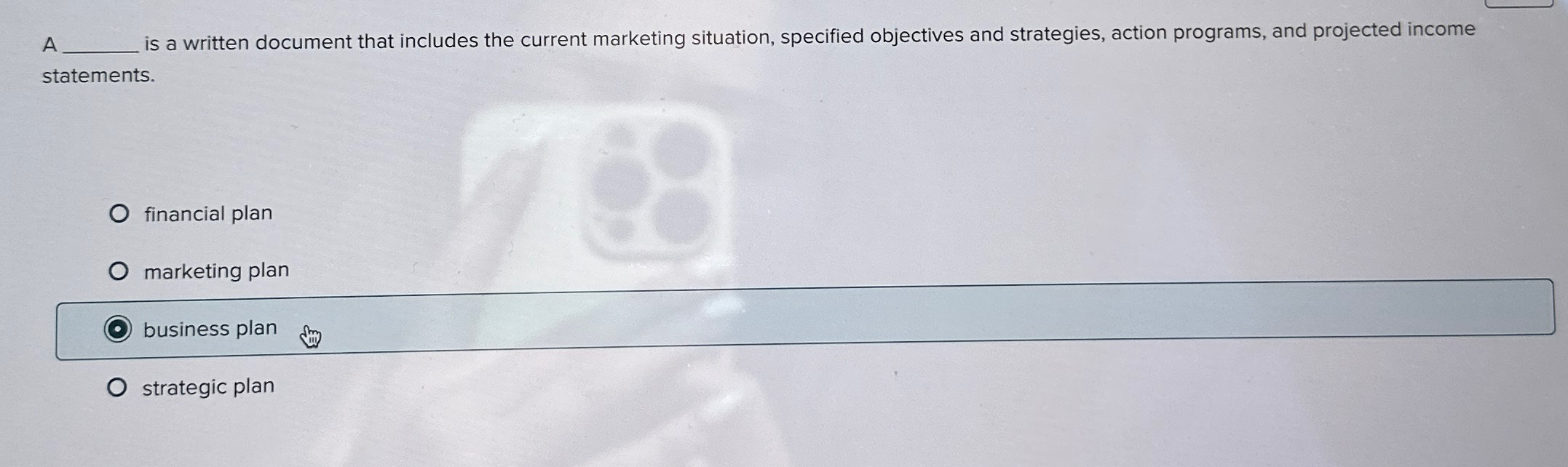  A q, is a written document that includes the current marketing