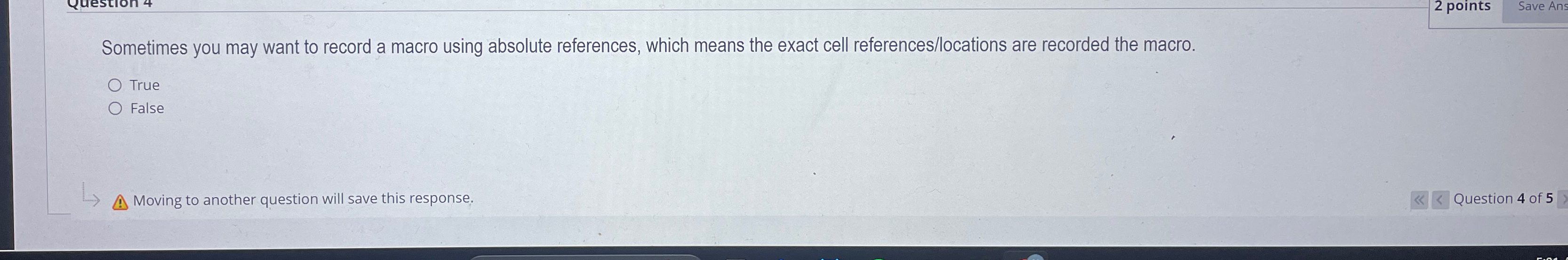  Sometimes you may want to record a macro using absolute references,