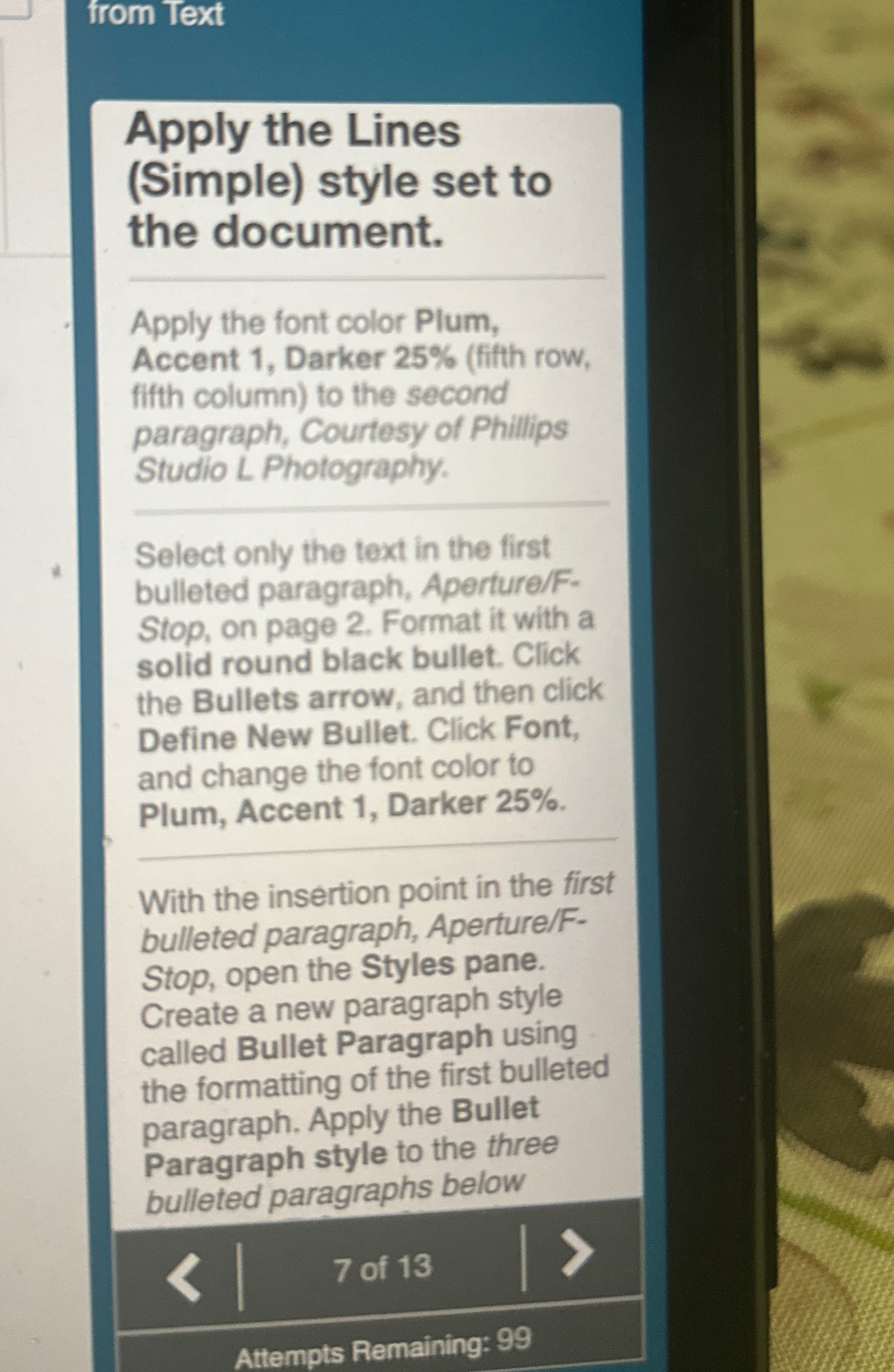  from Text Apply the Lines (Simple) style set to the document.