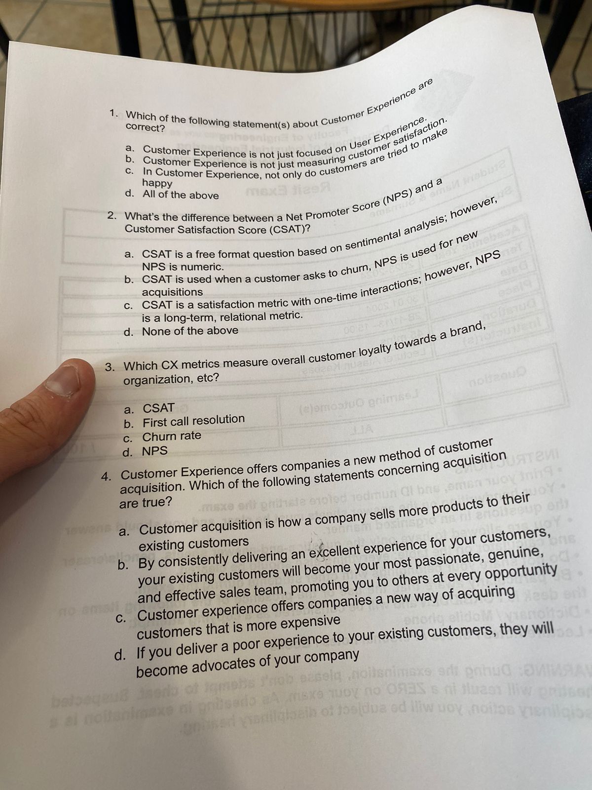  correct? a. Customer Experience is not just focused on User Experien