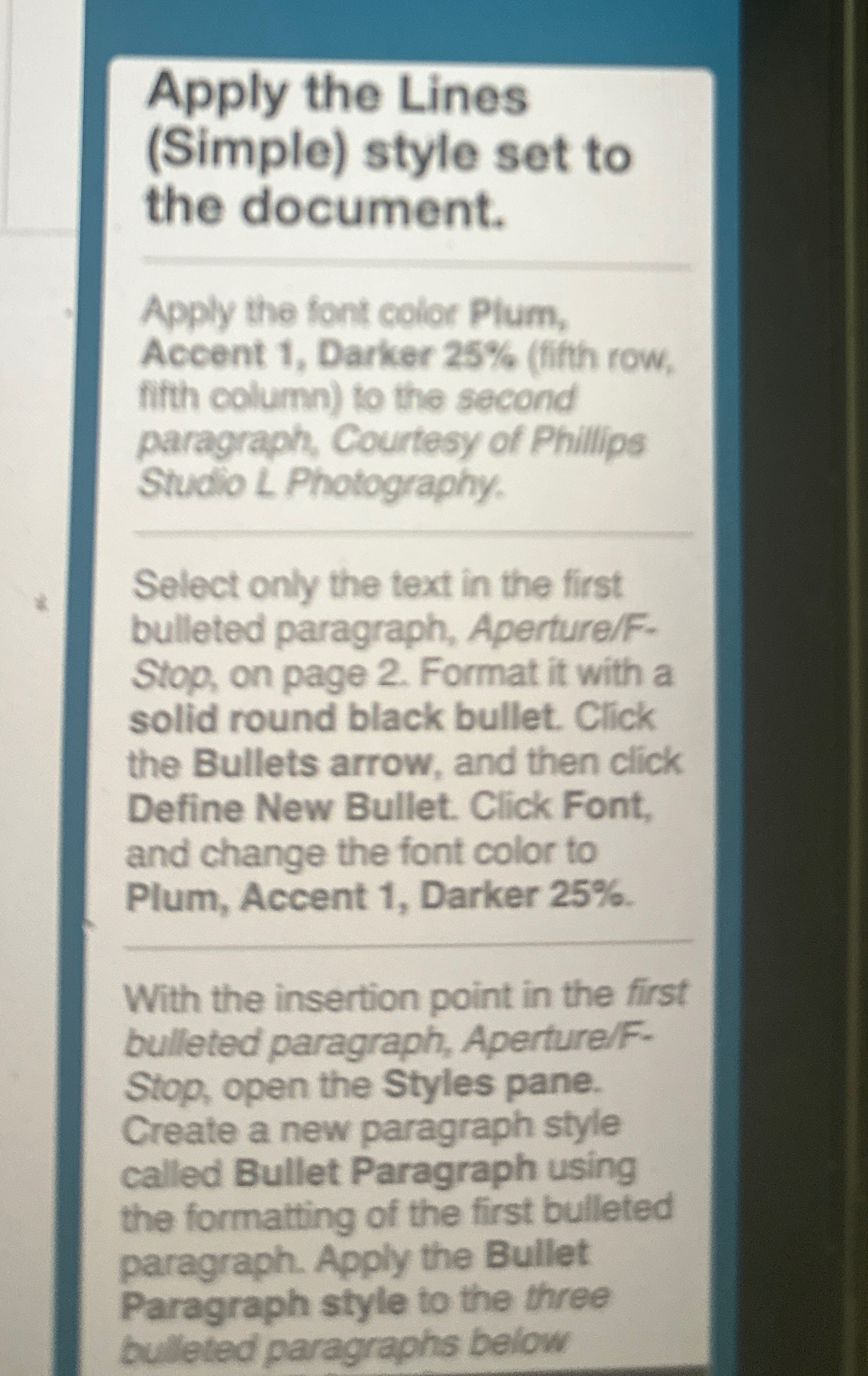  Apply the Lines (Simple) style set to the document. Apply the