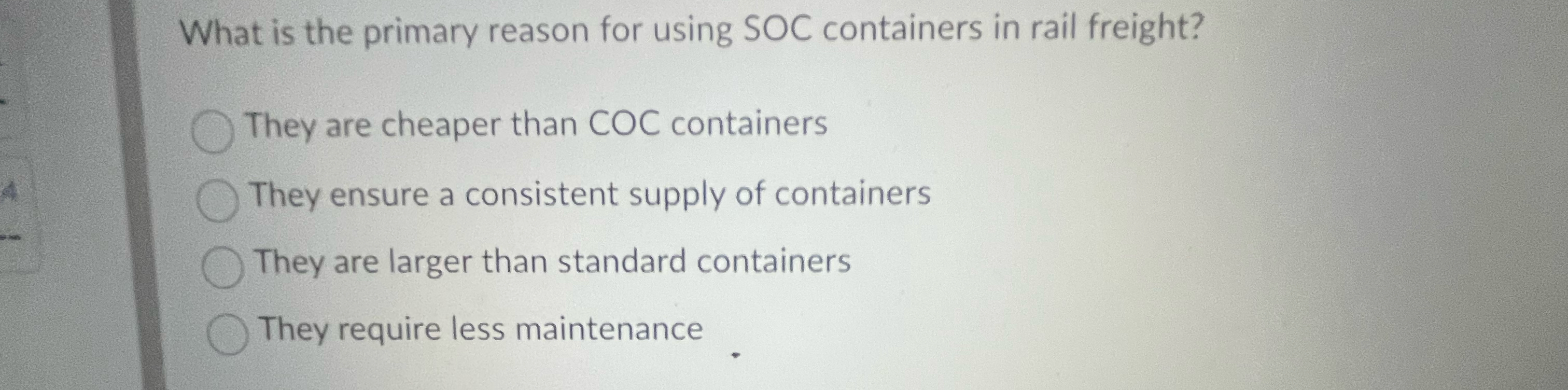  What is the primary reason for using SOC containers in rail