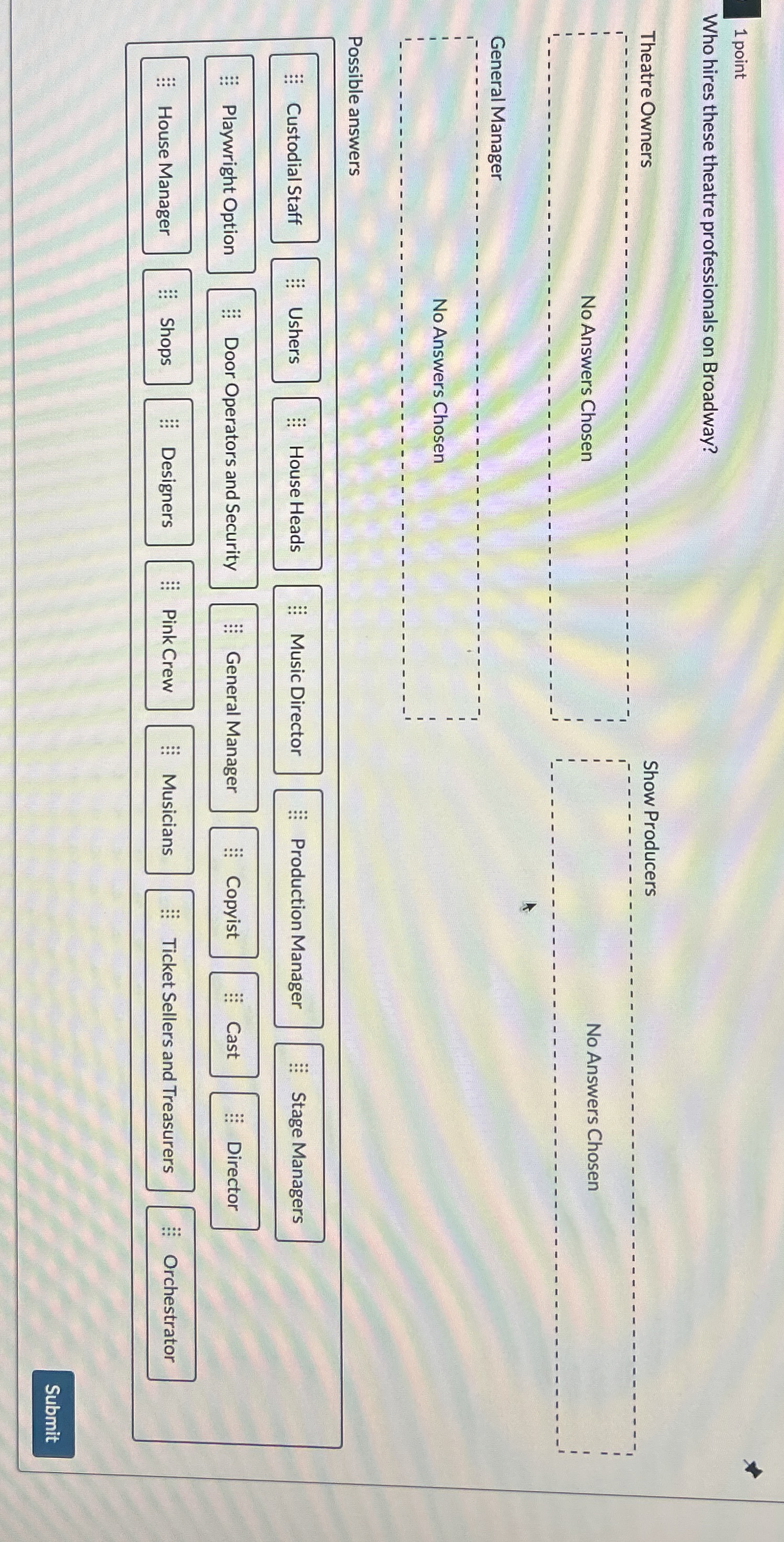  1 point which ones does the general manager hire on Broadway?