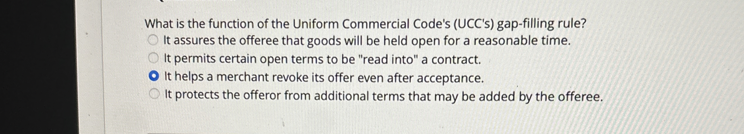  What is the function of the Uniform Commercial Code's (UCC's) gap-filling