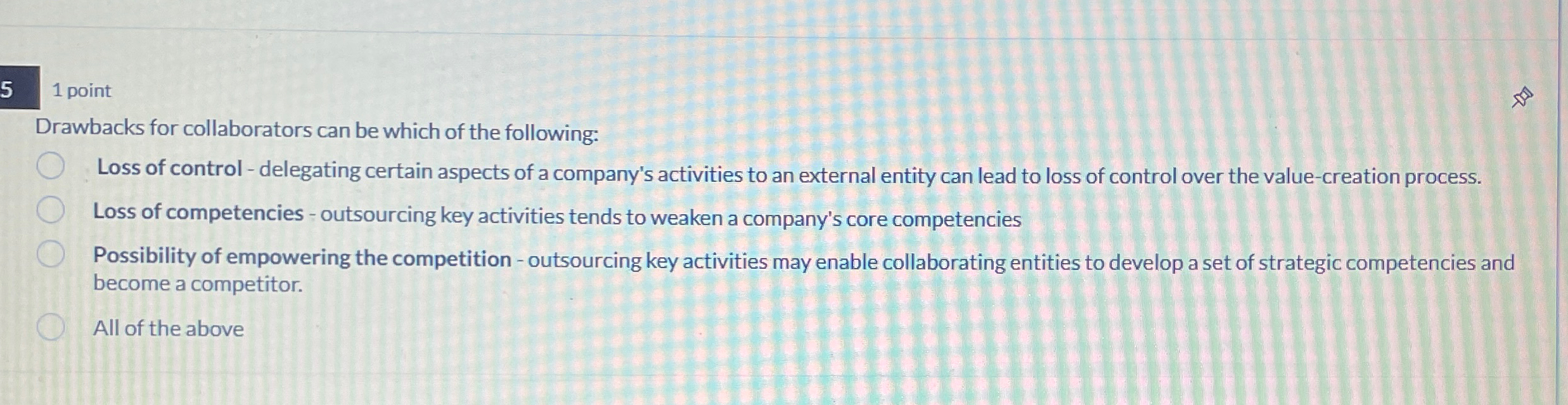  5 1 point Drawbacks for collaborators can be which of the