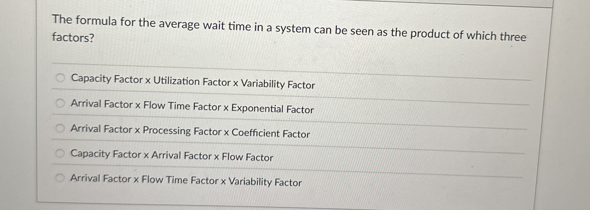  The formula for the average wait time in a system can