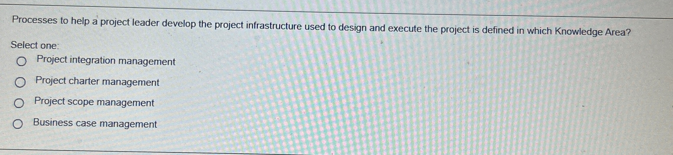 Processes to help a project leader develop the project infrastructure used