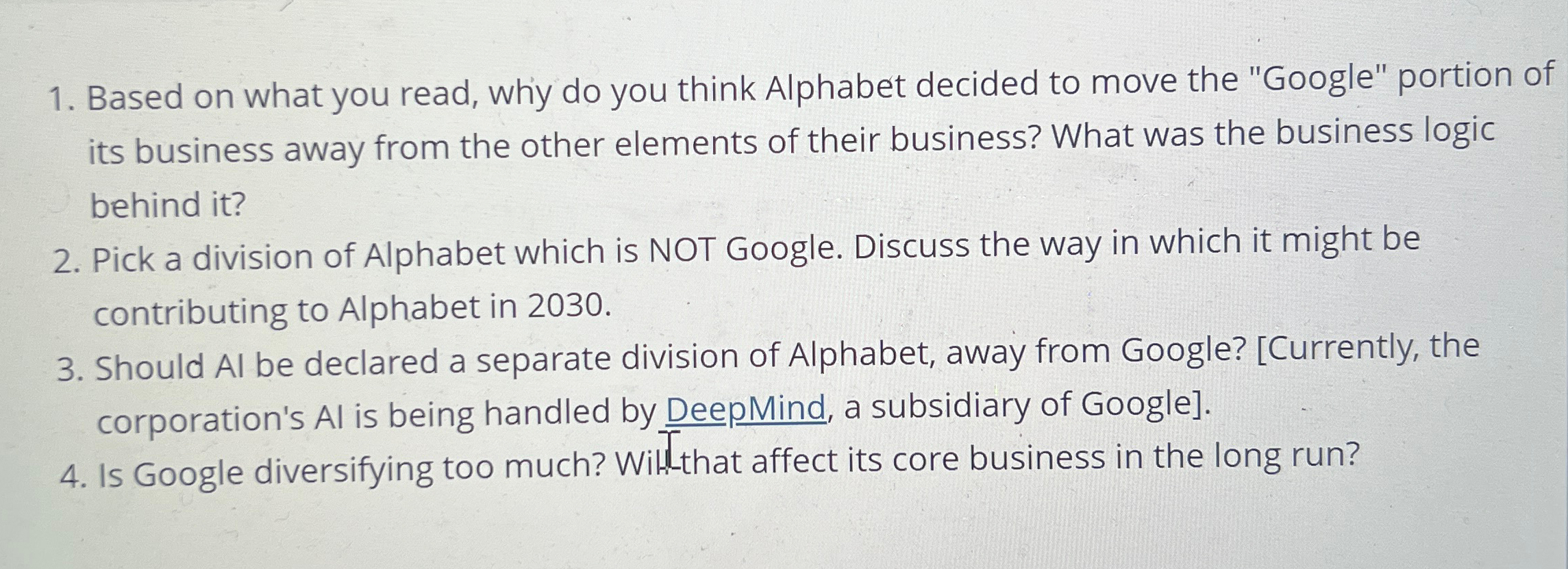  Based on what you read, why do you think Alphabet decided