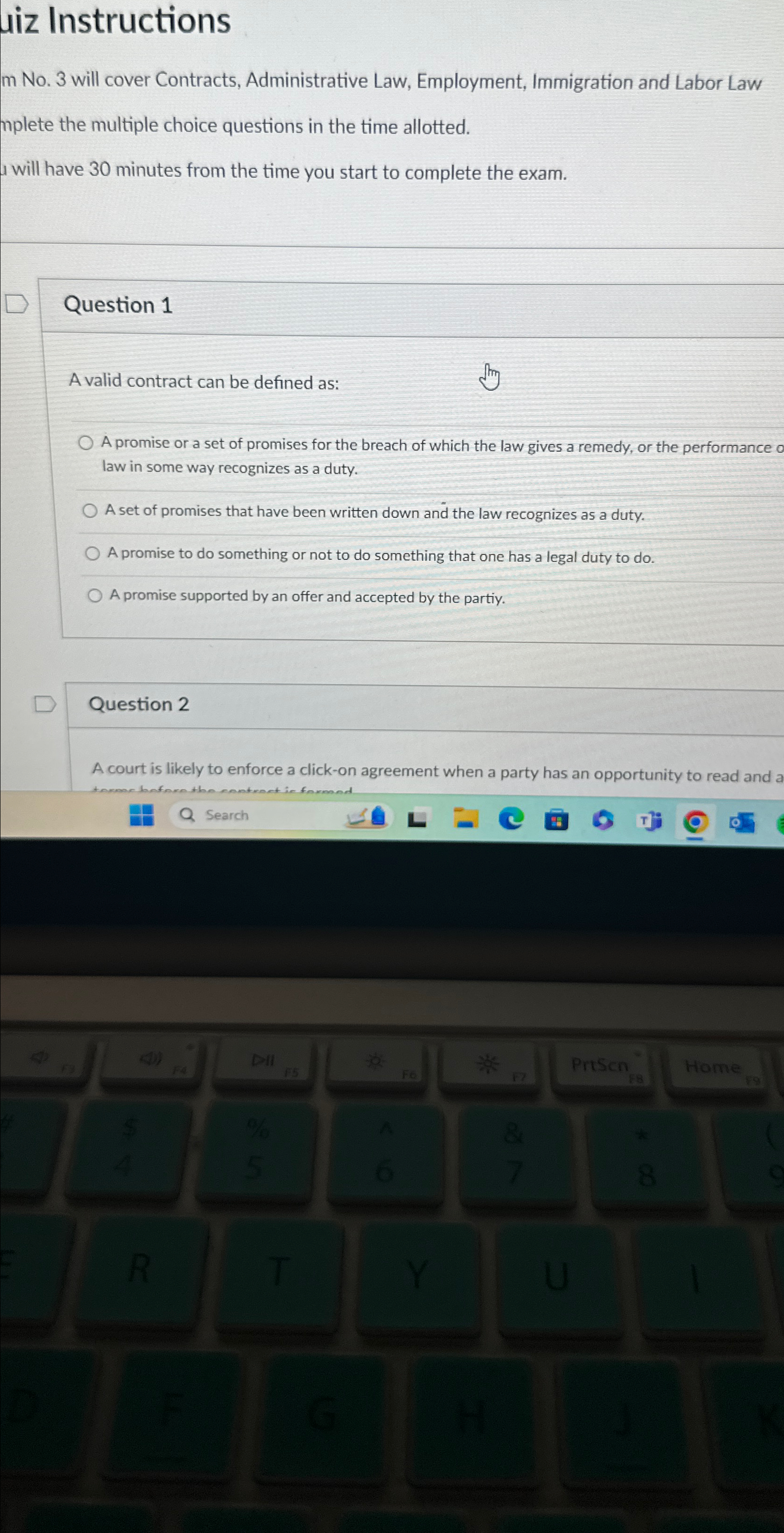  diz Instructions m No.3 will cover Contracts, Administrative Law, Employment, Immigration