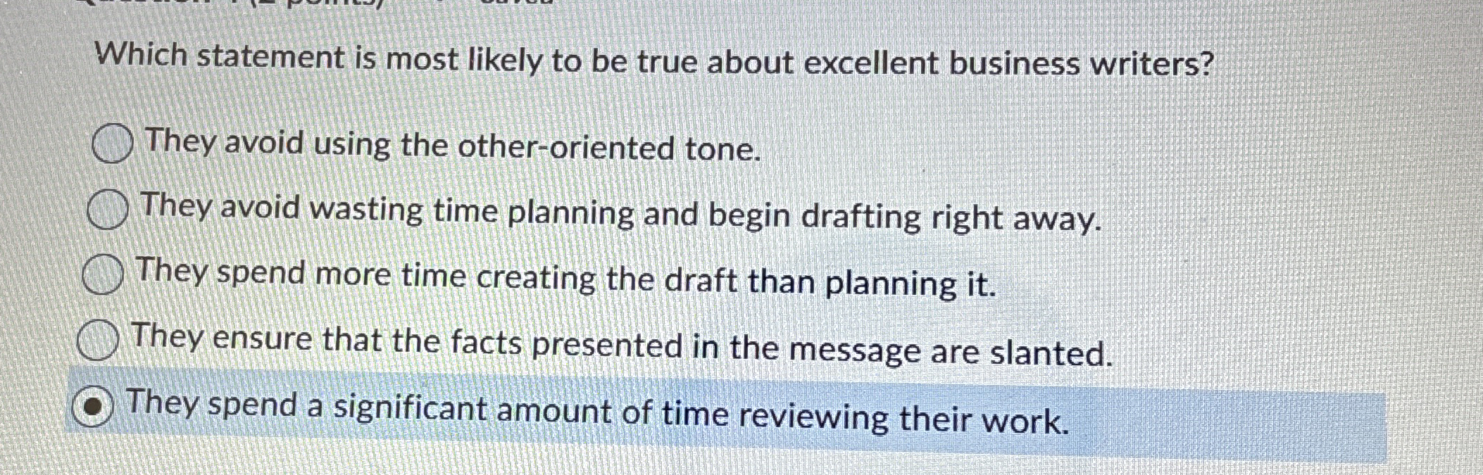  Which statement is most likely to be true about excellent business