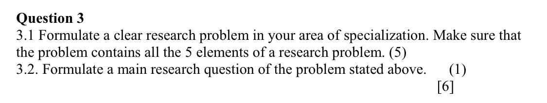  Question 3 3.1 Formulate a clear research problem in Business studies.