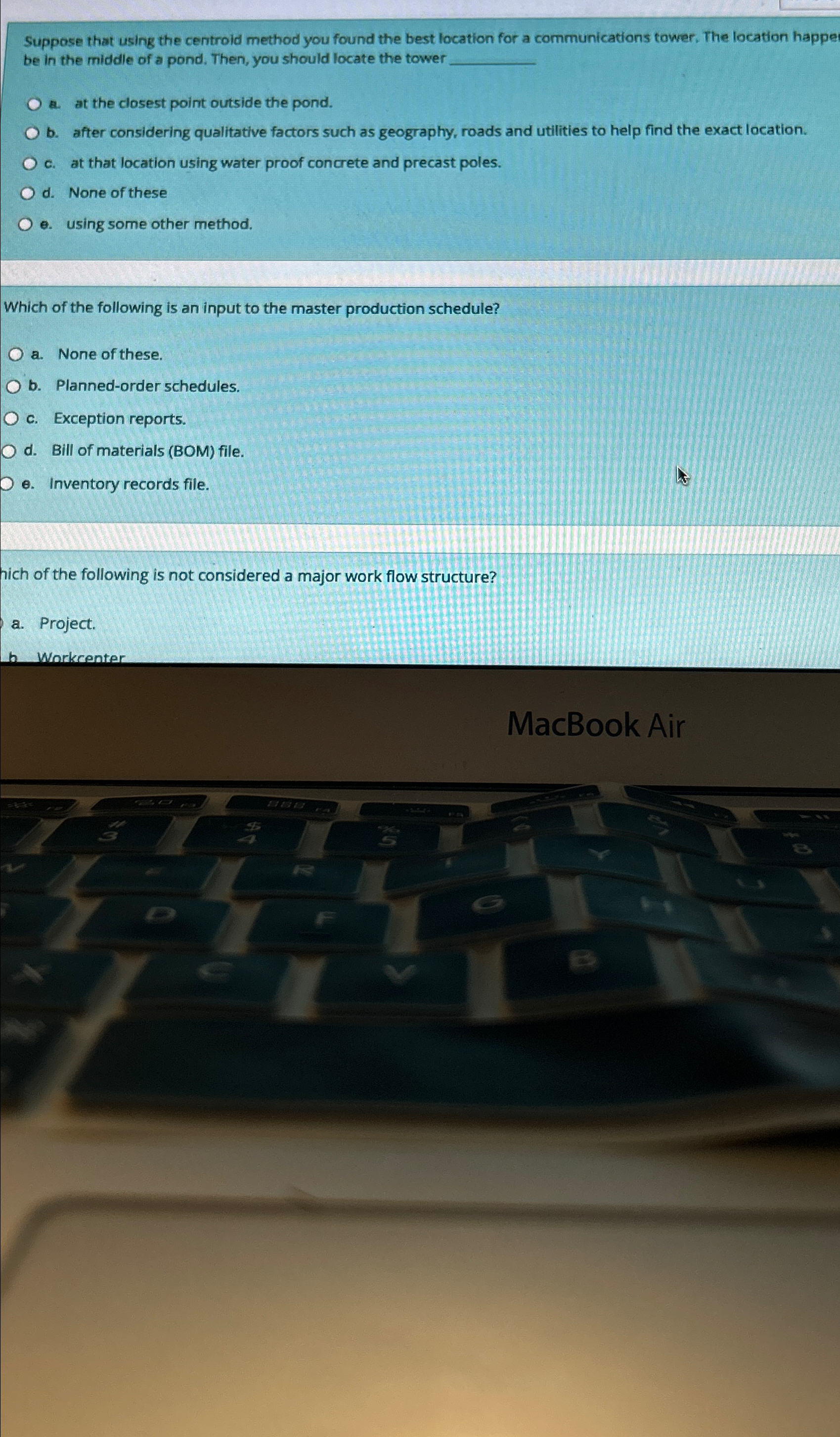  Suppose that using the centroid method you found the best location