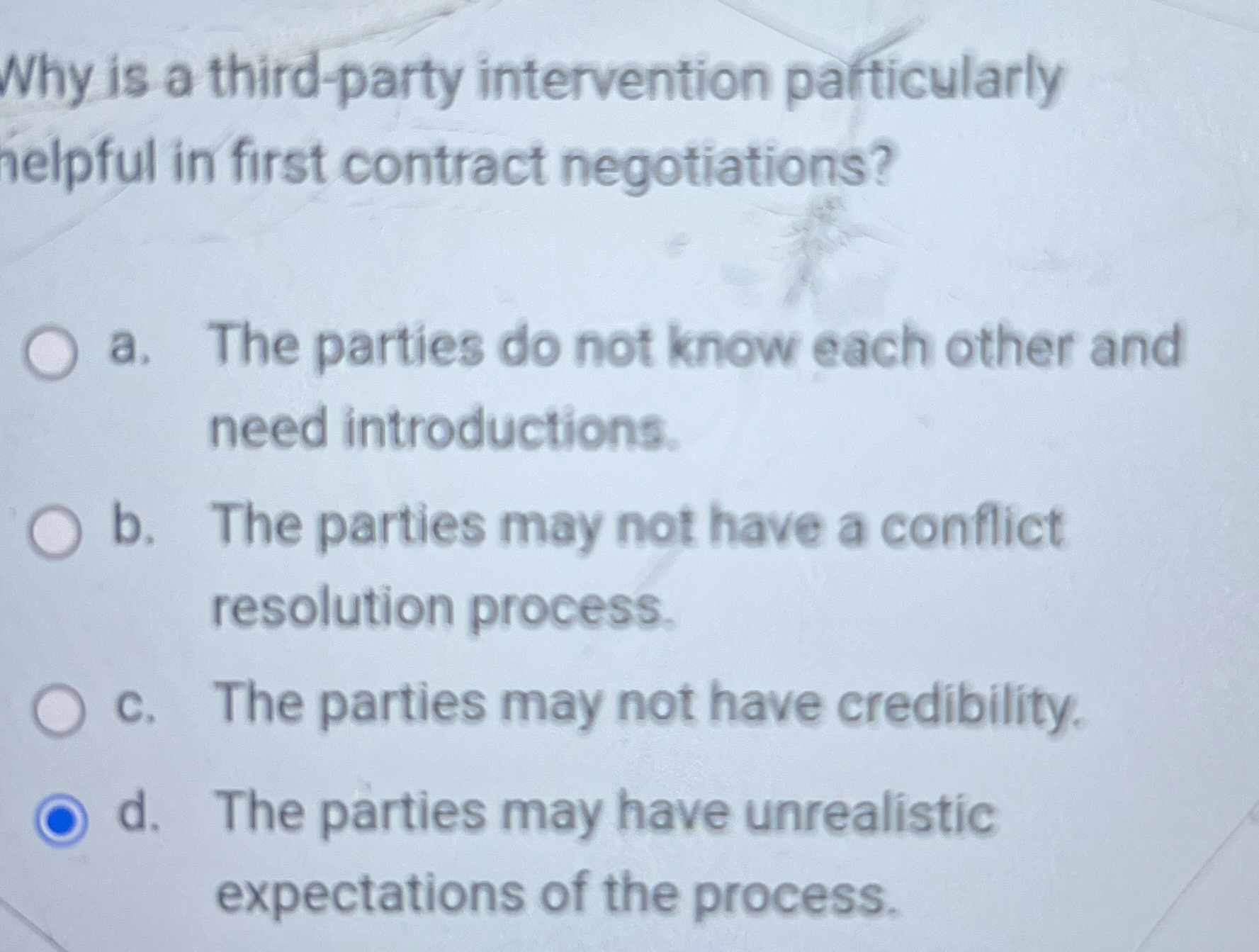  Why is a third-party intervention pafticularly eelpful in first contract negotiations?