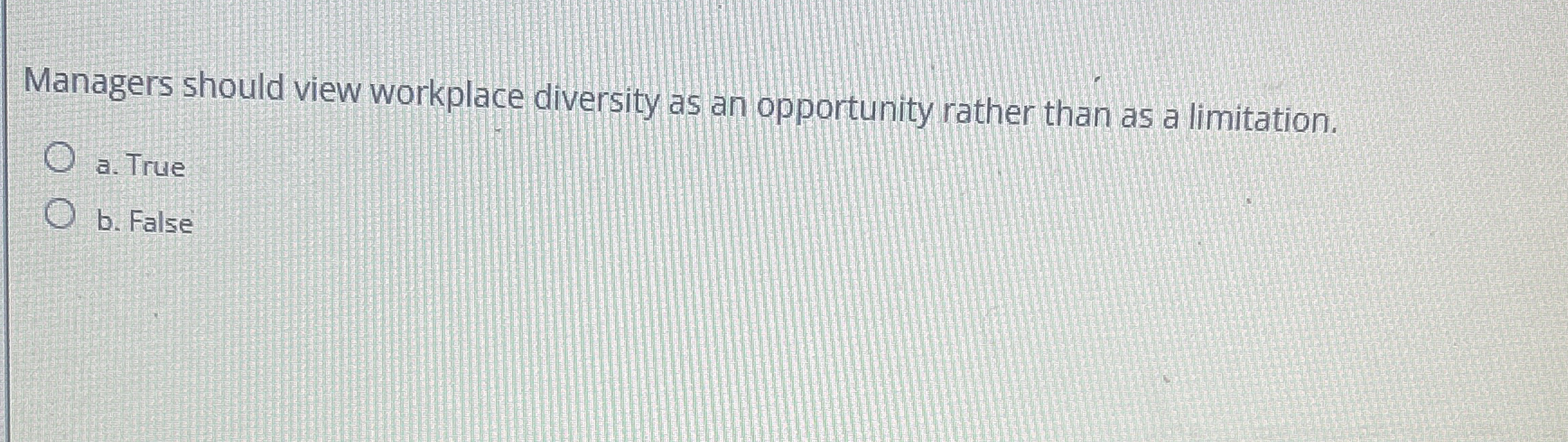  Managers should view workplace diversity as an opportunity rather than as