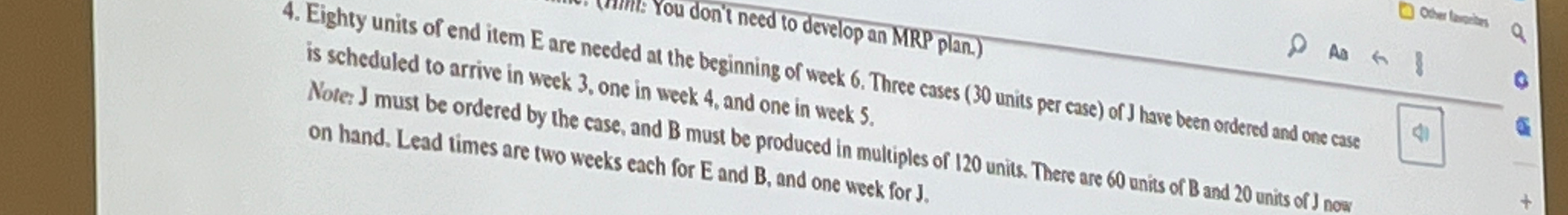  Note: J must be one in week 3, one in week