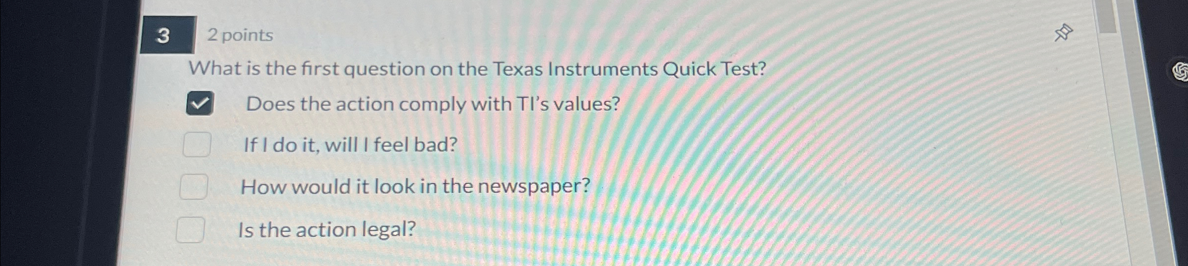  3 2 points What is the first question on the Texas