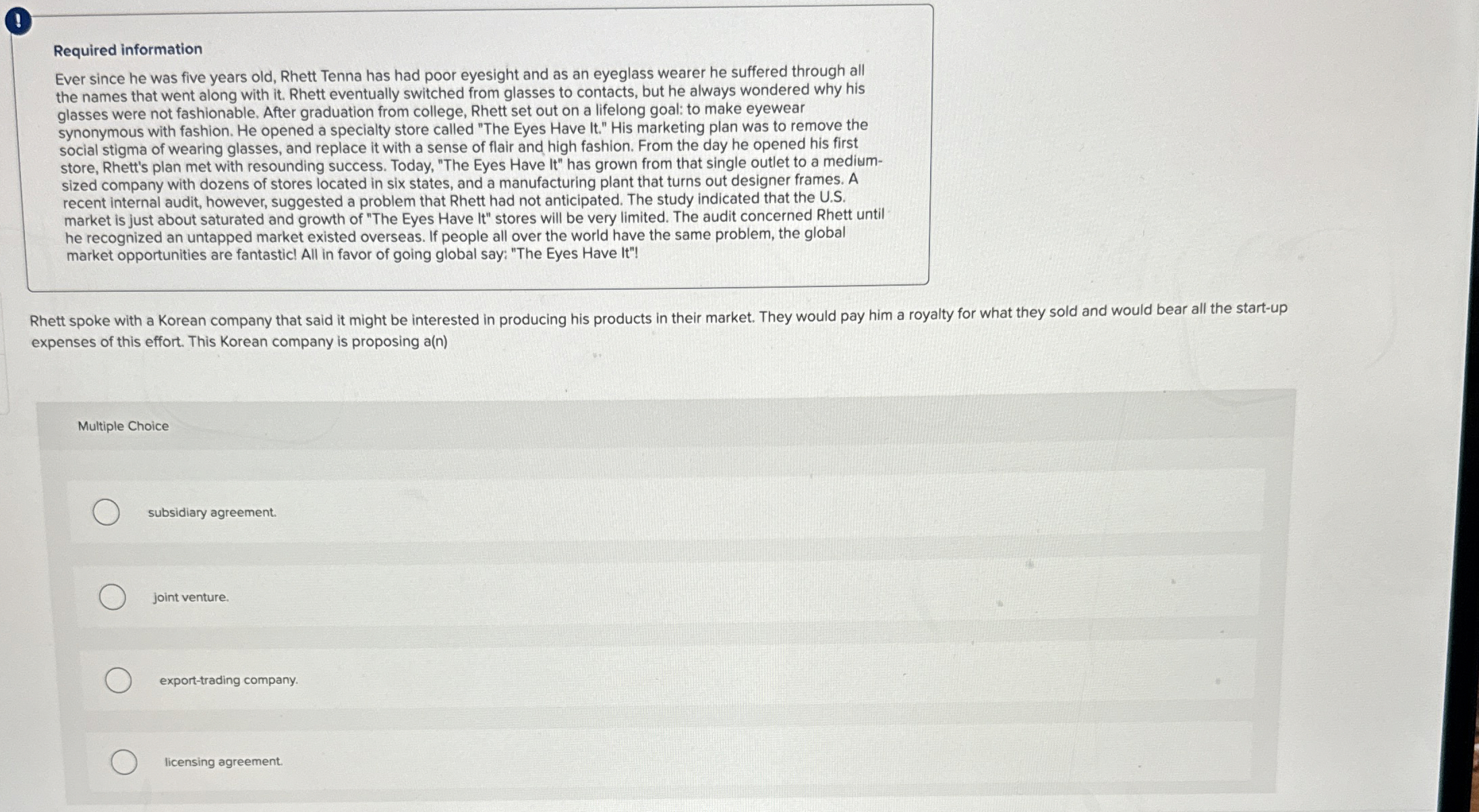  ( Required information Ever since he was five years old, Rhett
