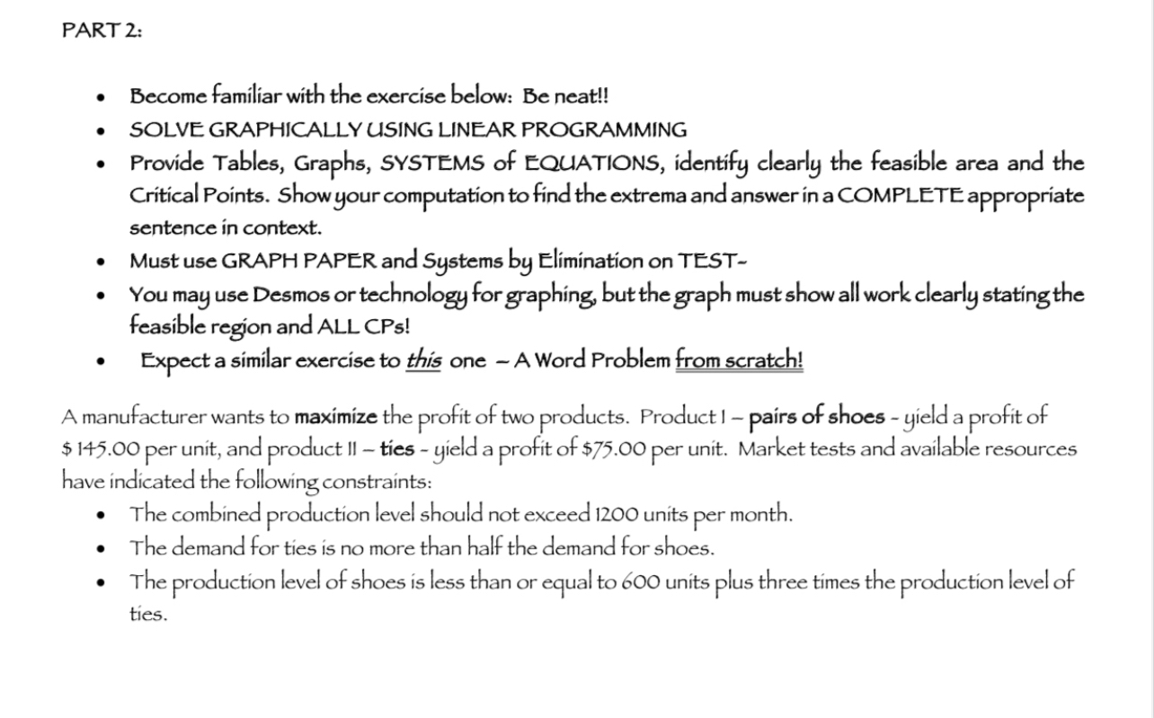  PART 2: Become familiar with the exercise below: Be neat!! SOLVE