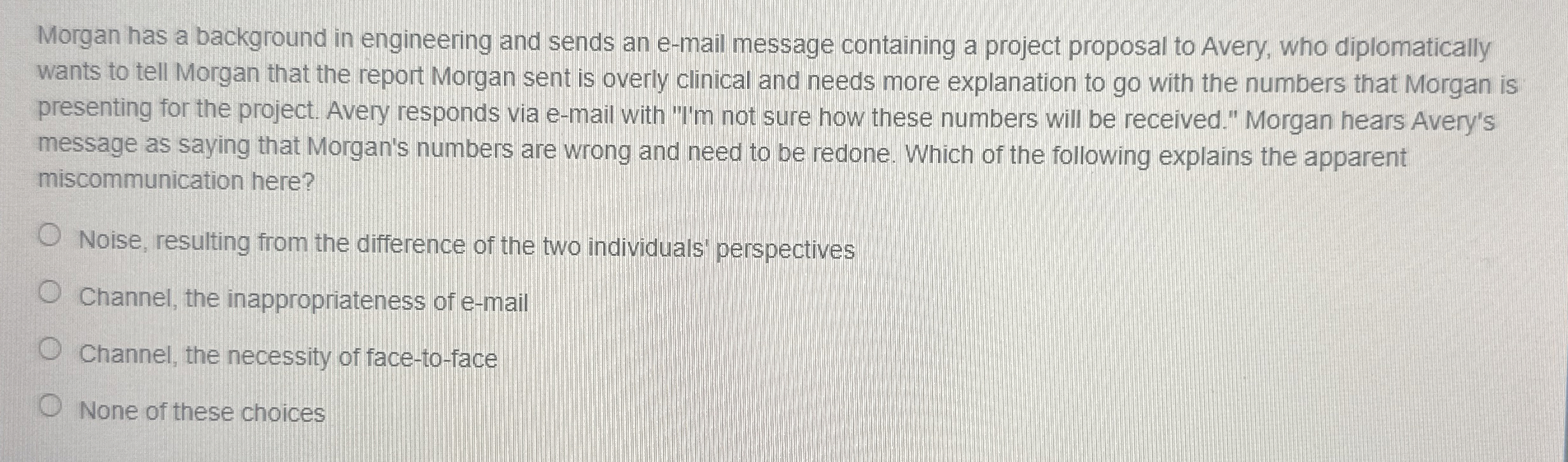  Morgan has a background in engineering and sends an e-mail message