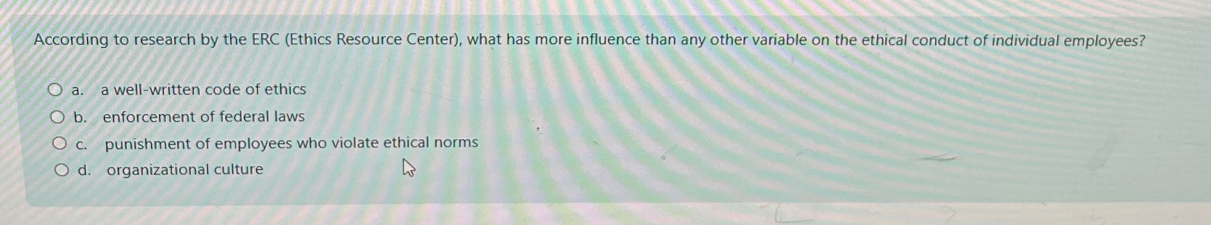  According to research by the ERC (Ethics Resource Center), what has