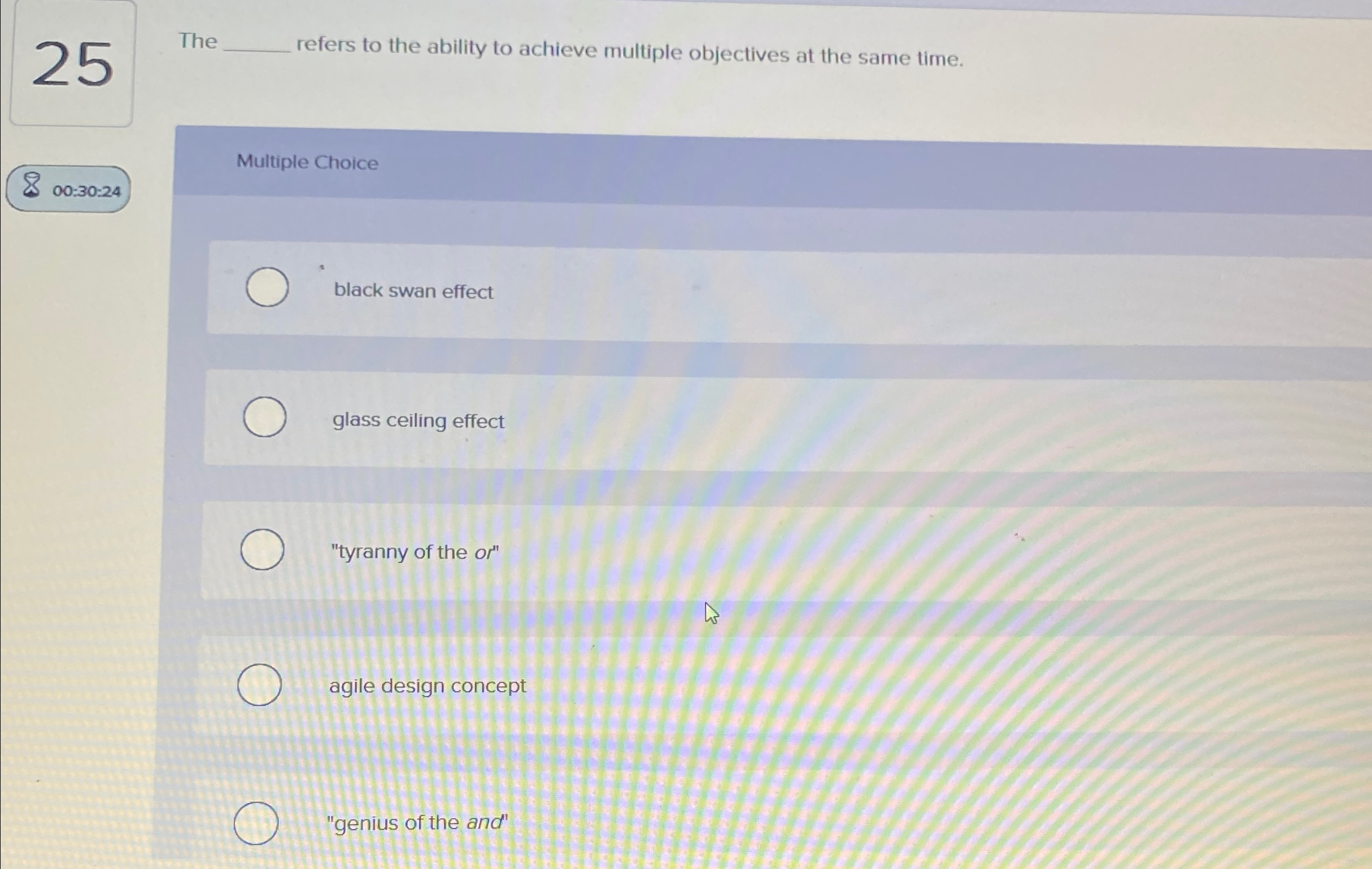  25 The q, refers to the ability to achieve multiple objectives