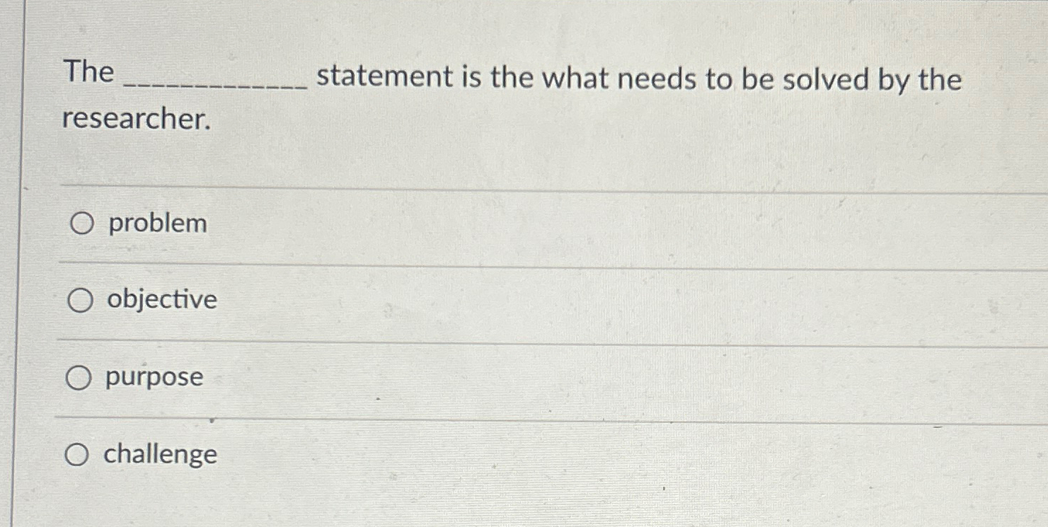  The statement is the what needs to be solved by the