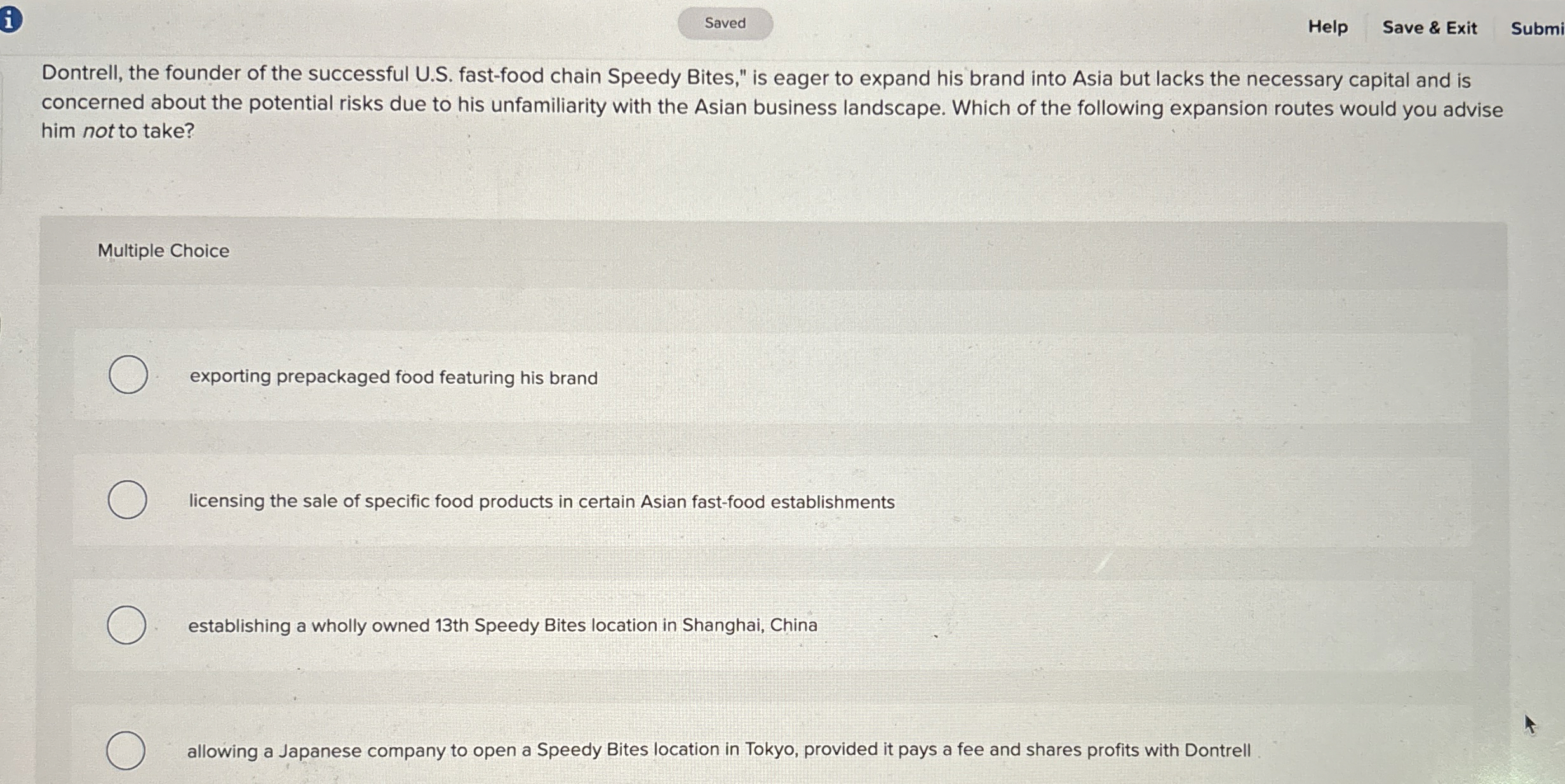  (i) Help Save & Exit Submi Dontrell, the founder of the