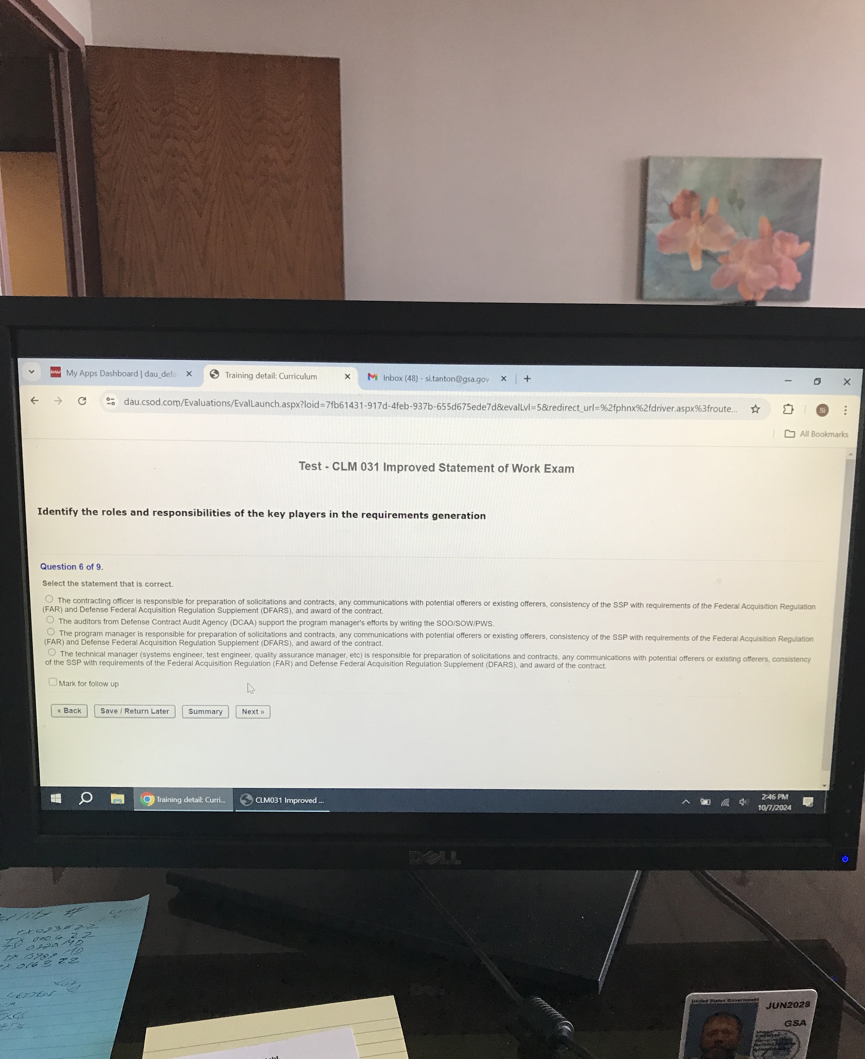  Test - CLM 031 Improved Statement of Work Exam Identify the