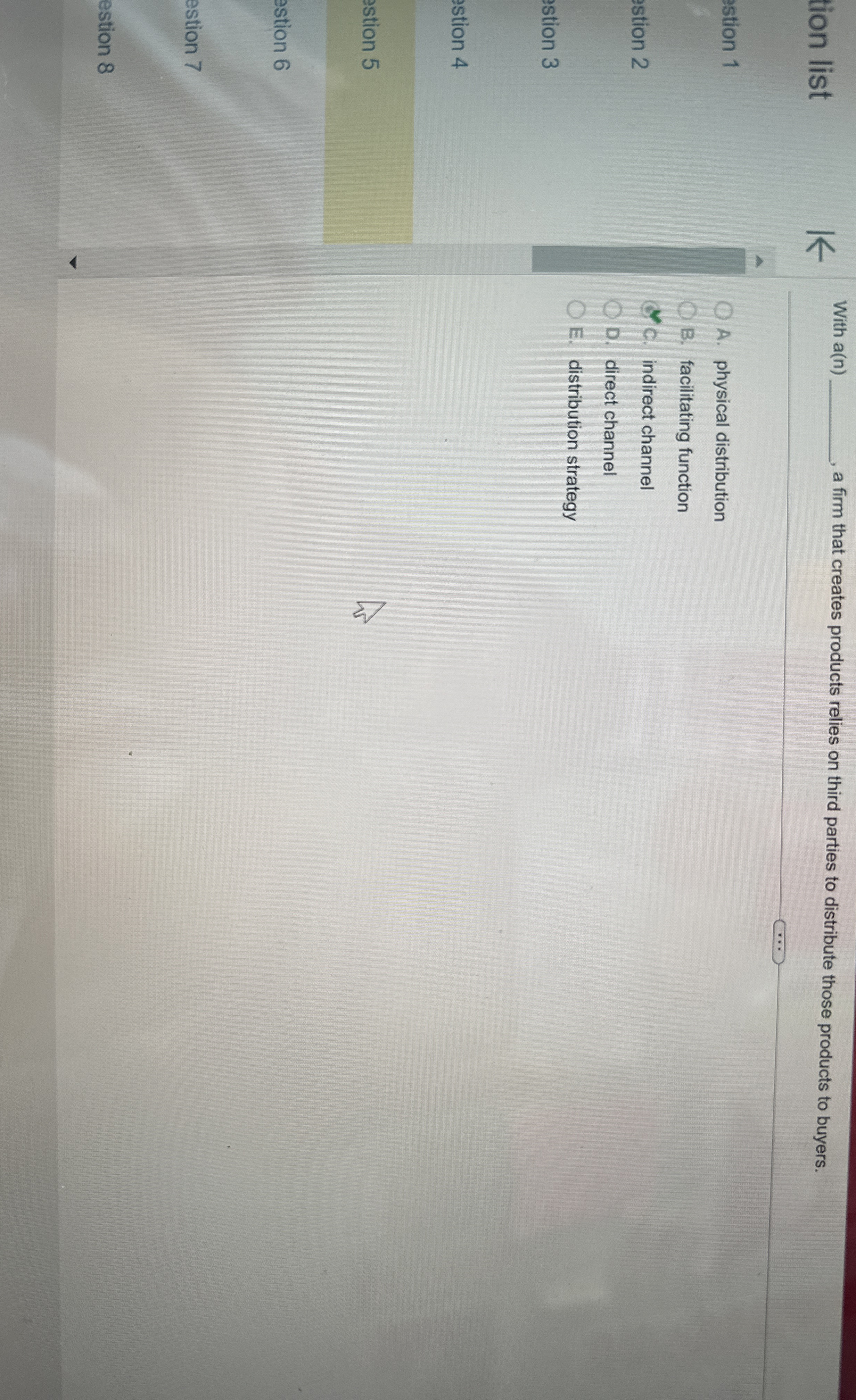  tion list With a(n) a firm that creates products relies on