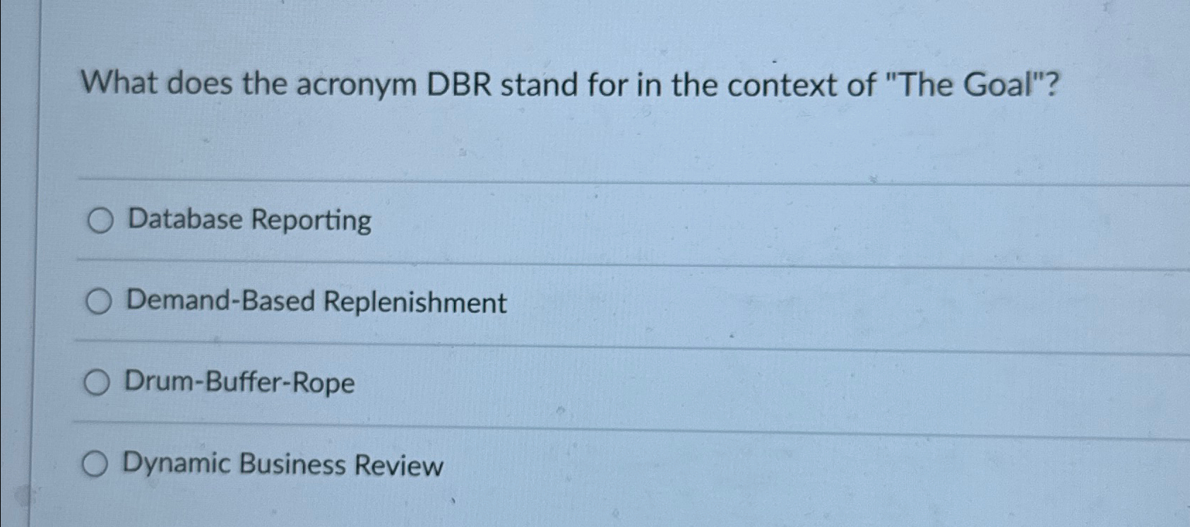  What does the acronym DBR stand for in the context of