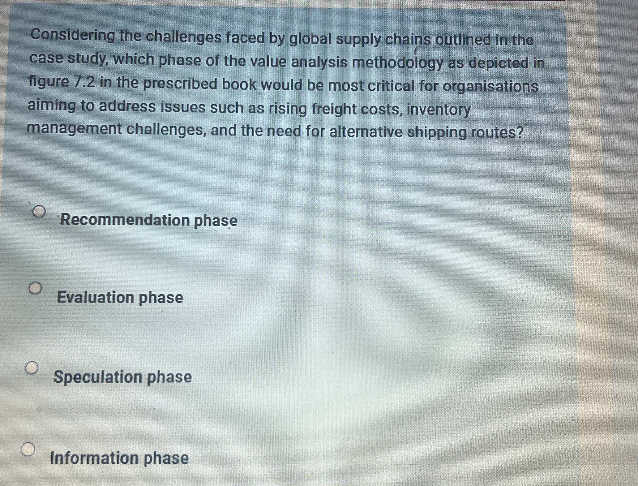  Considering the challenges faced by global supply chains outlined in the