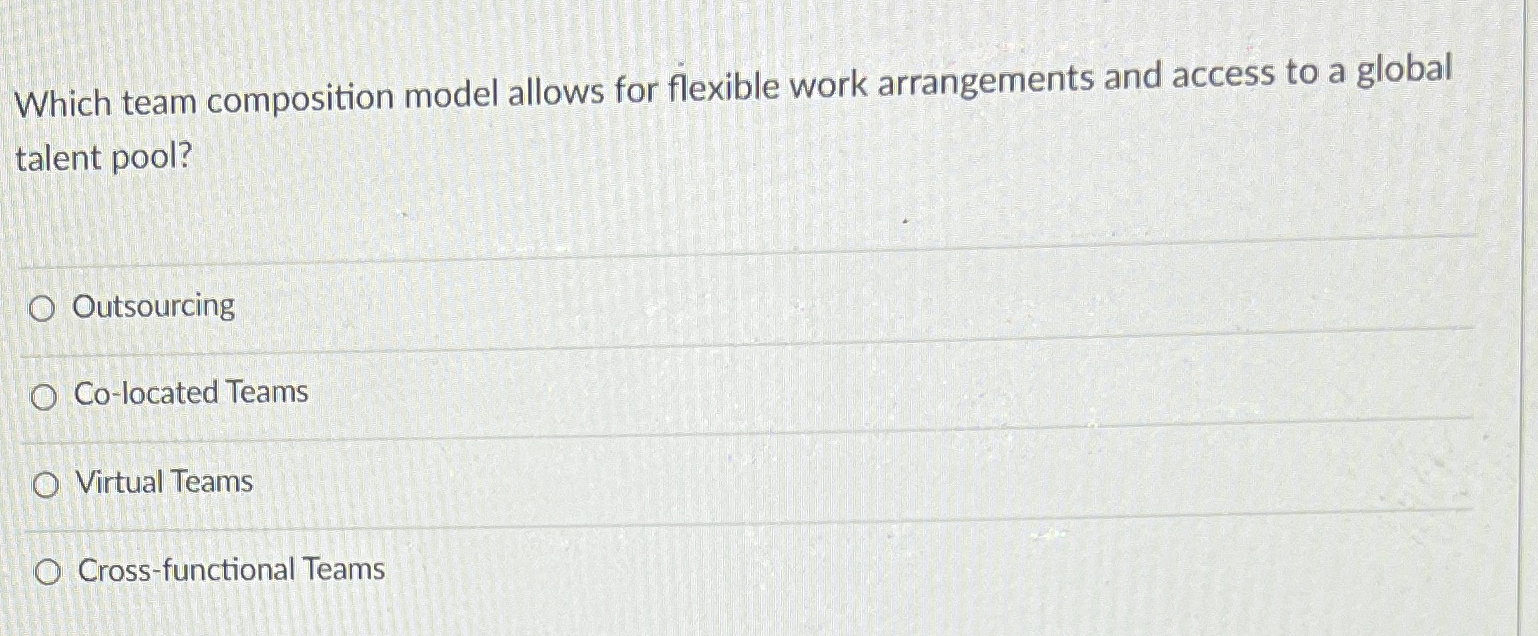  Which team composition model allows for flexible work arrangements and access