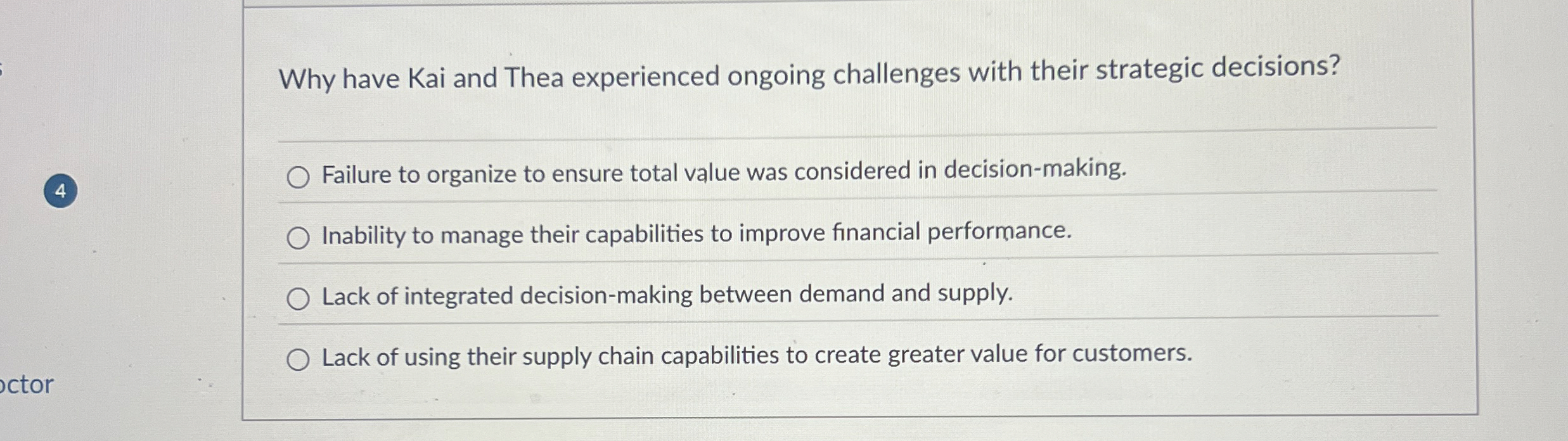  Why have Kai and Thea experienced ongoing challenges with their strategic