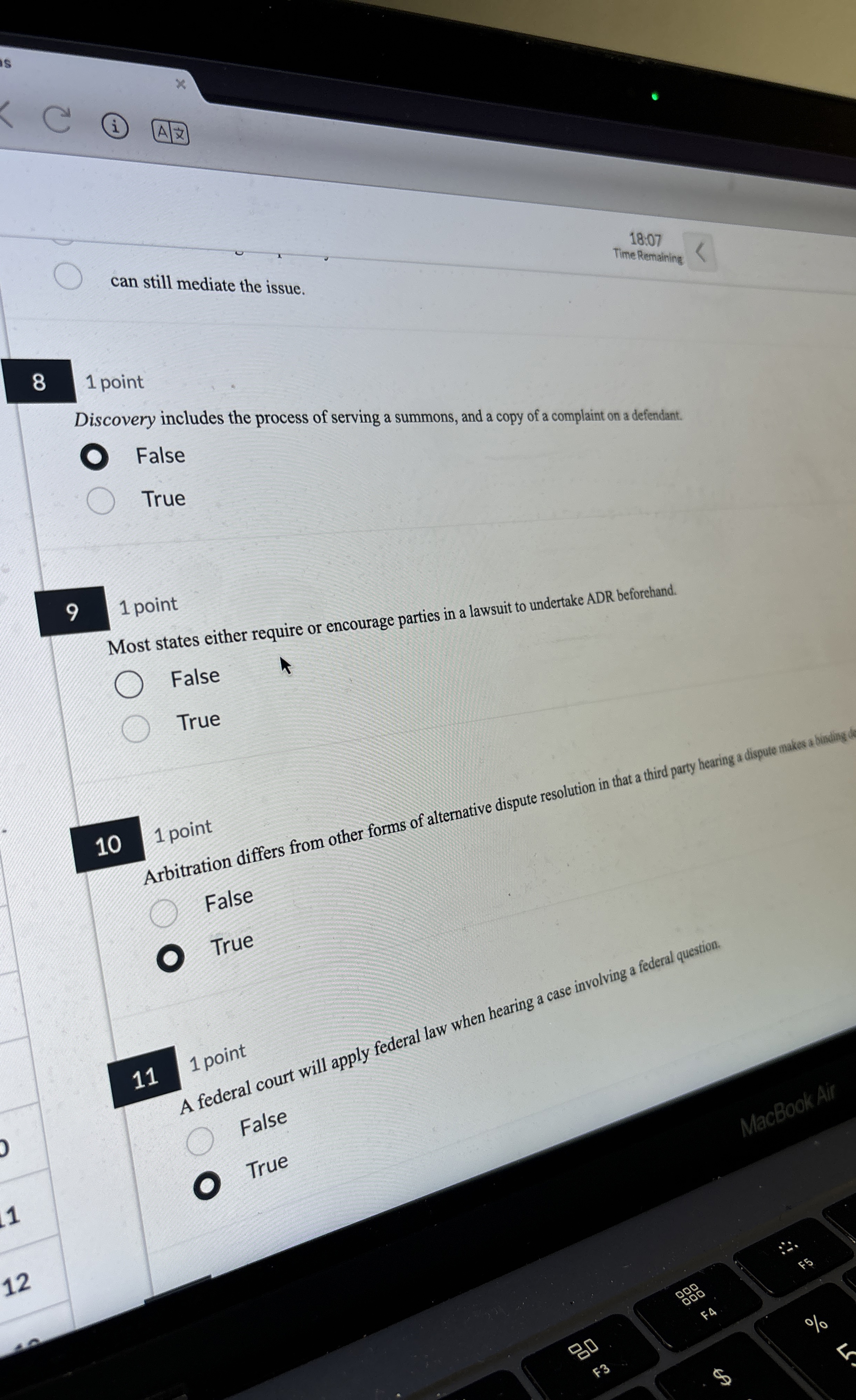  18:07 Time Remaining can still mediate the issue. 1 point Discovery
