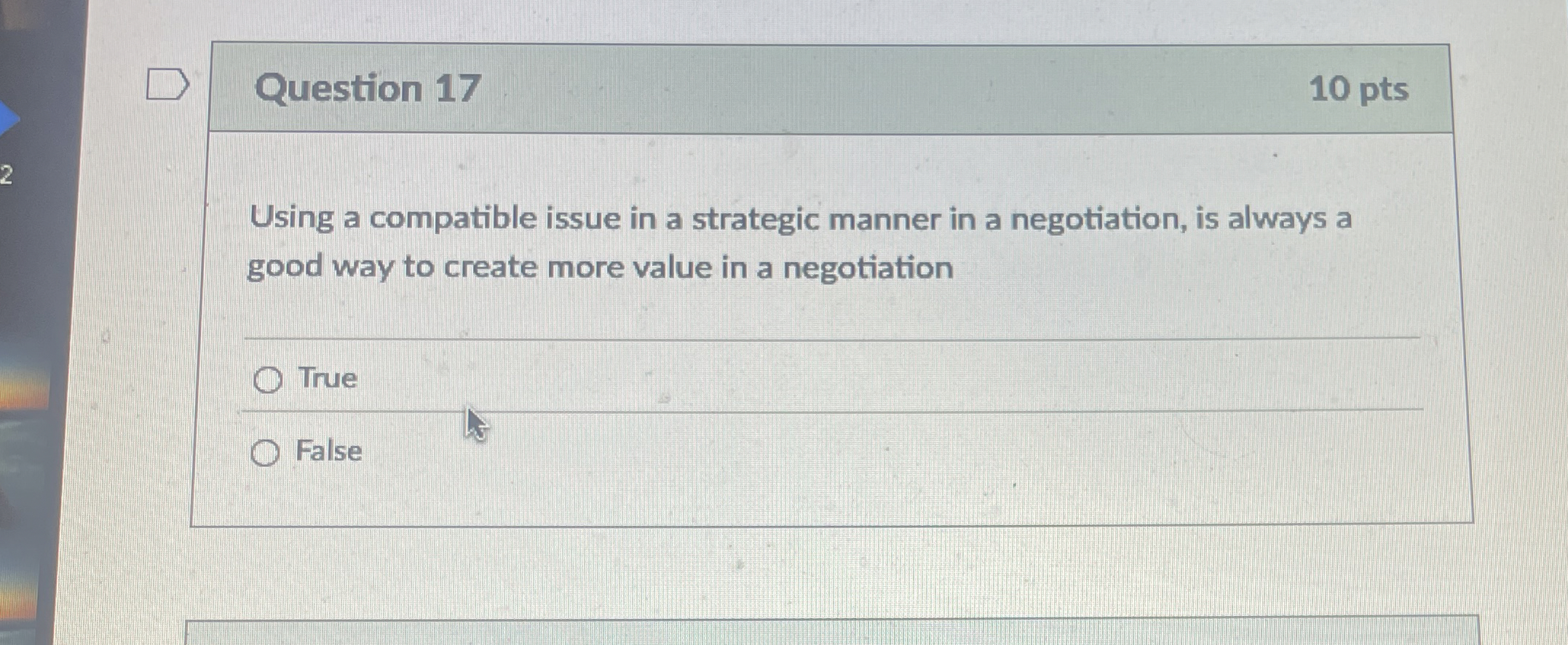 Question 17 Using a compatible issue in a strategic manner in