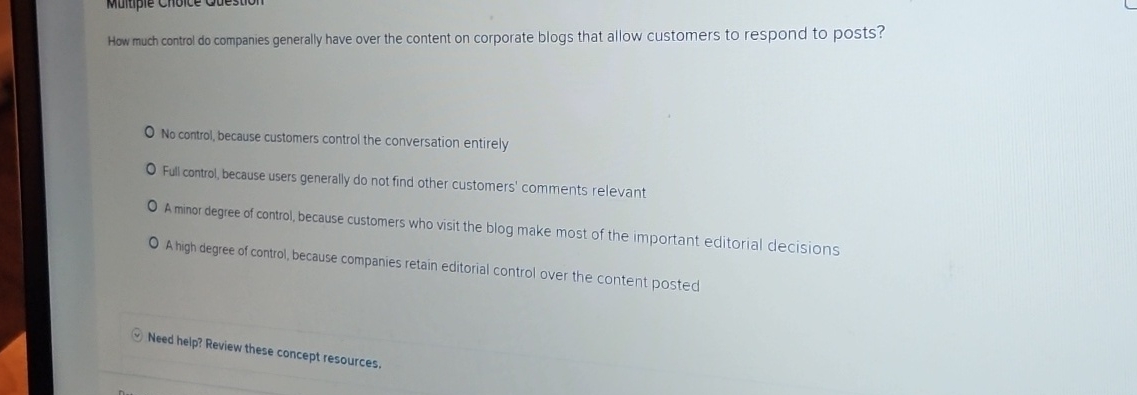  How much control do companies generally have over the content on