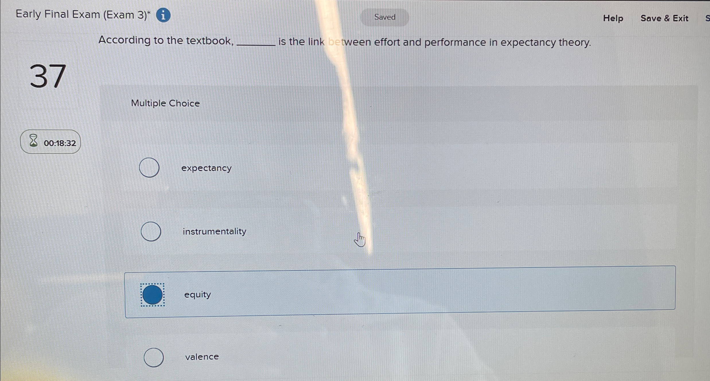  Early Final Exam (Exam 3)* Saved Help Save & Exit According