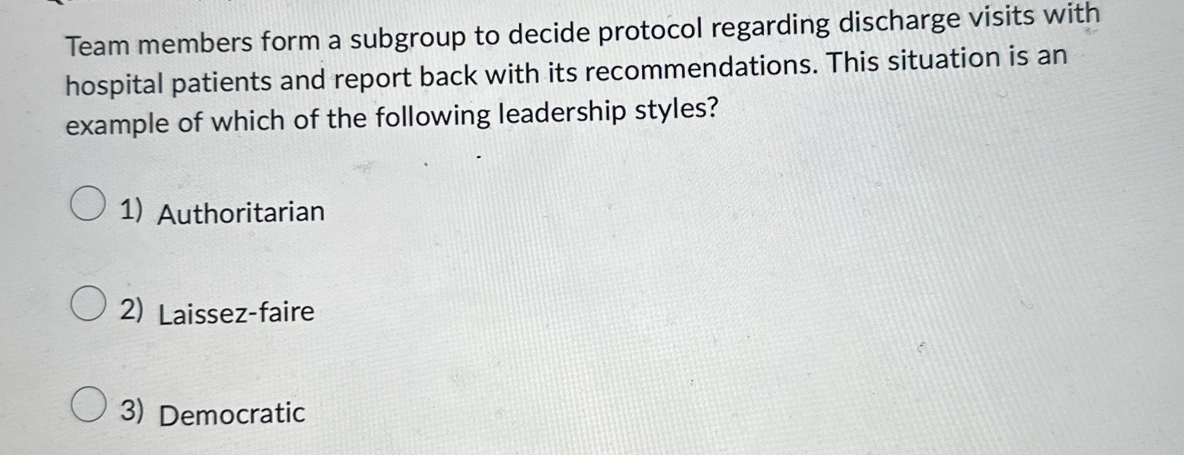  Team members form a subgroup to decide protocol regarding discharge visits