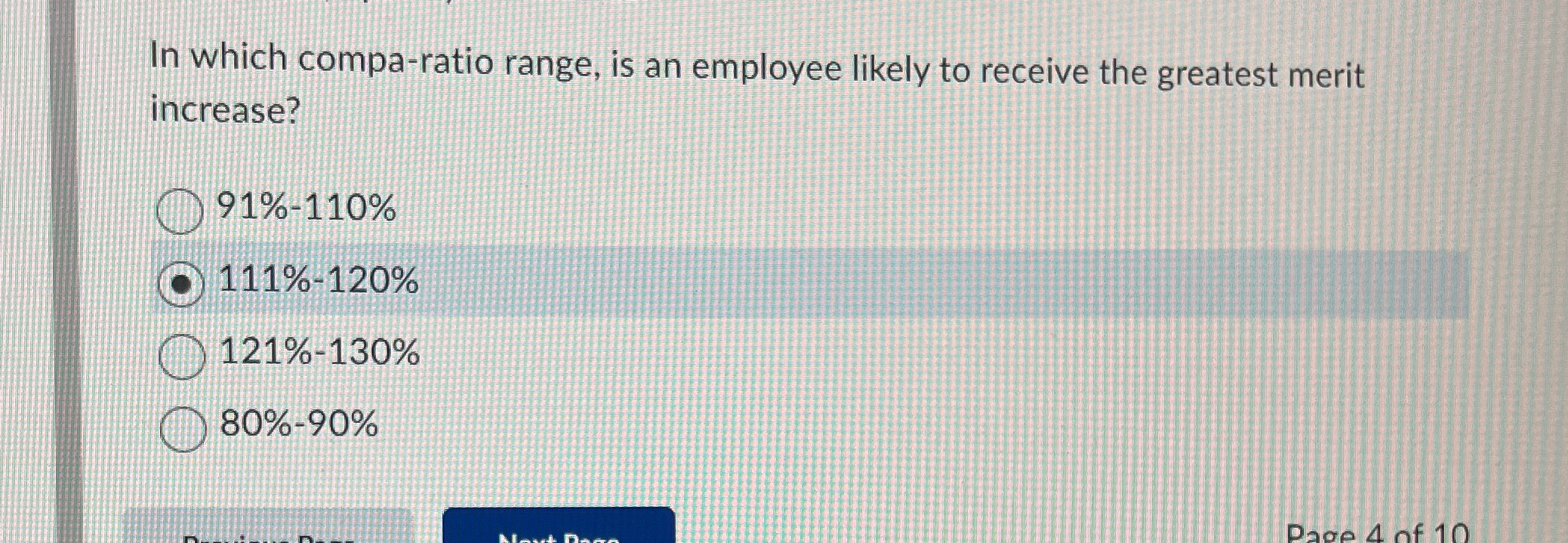  In which compa-ratio range, is an employee likely to receive the