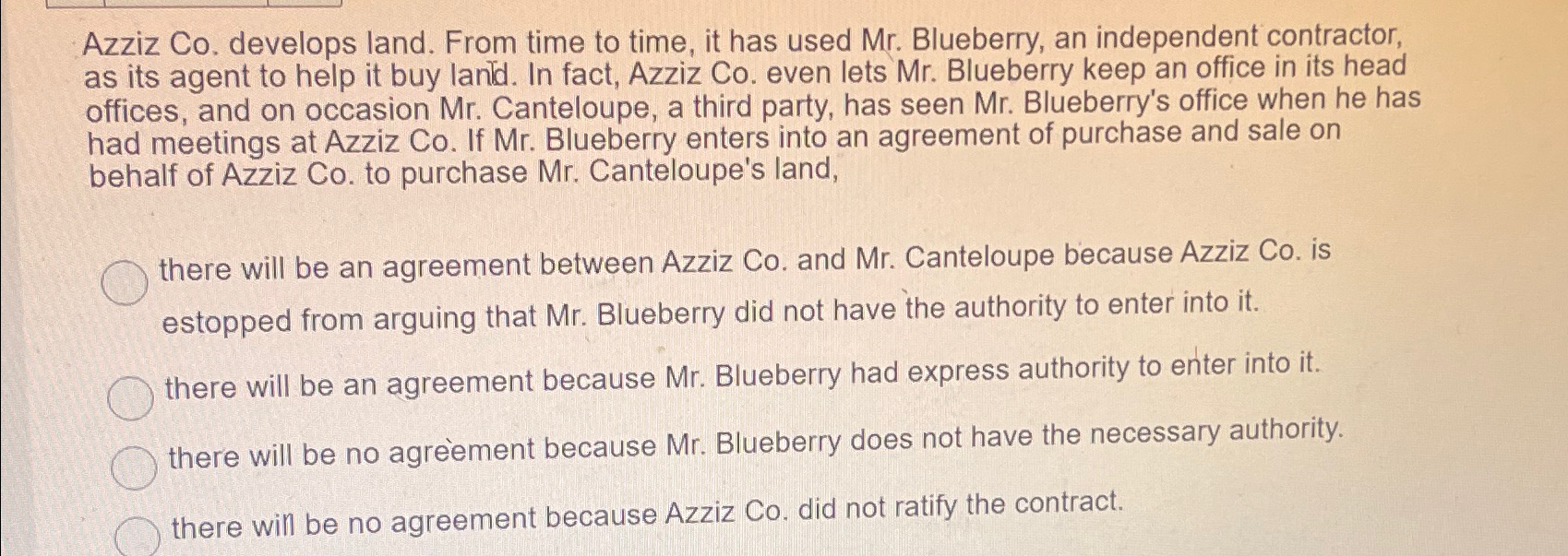  Azziz Co. develops land. From time to time, it has used