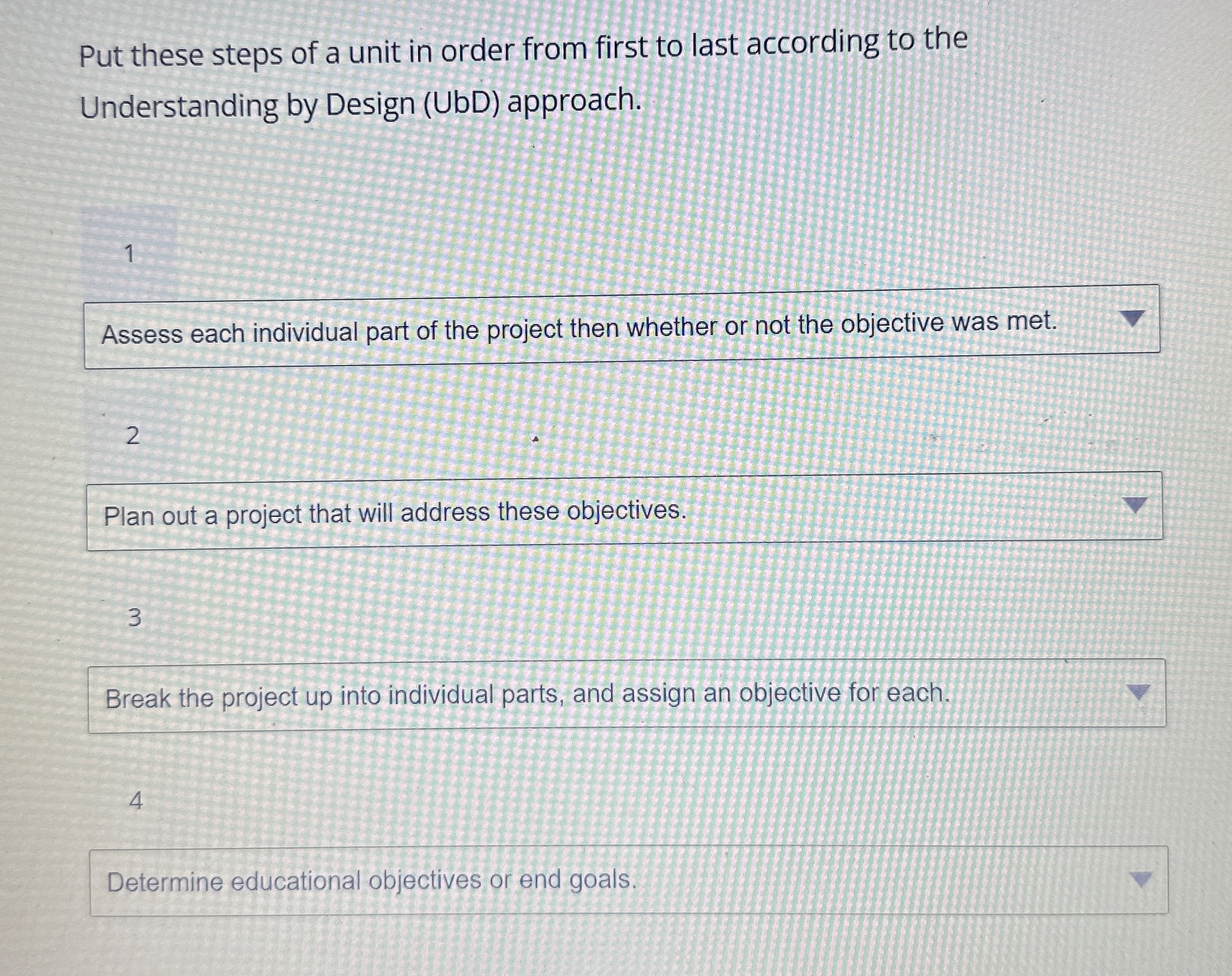 Put these steps of a unit in order from first to