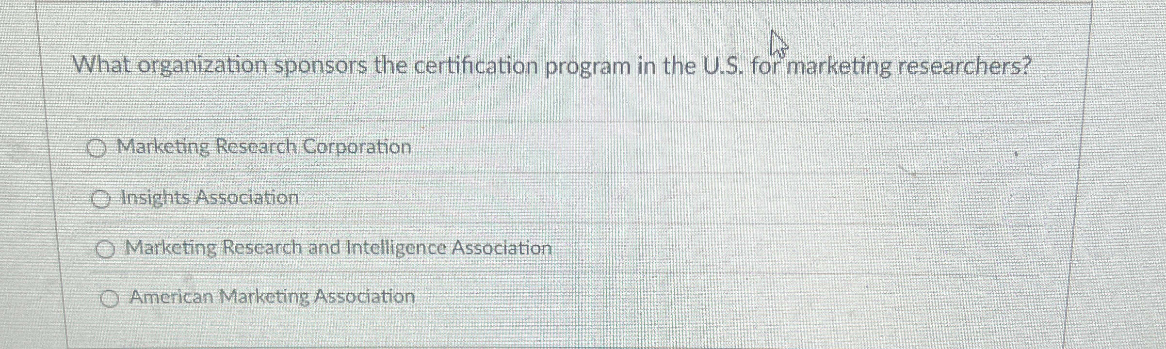  What organization sponsors the certification program in the U.S. for marketing