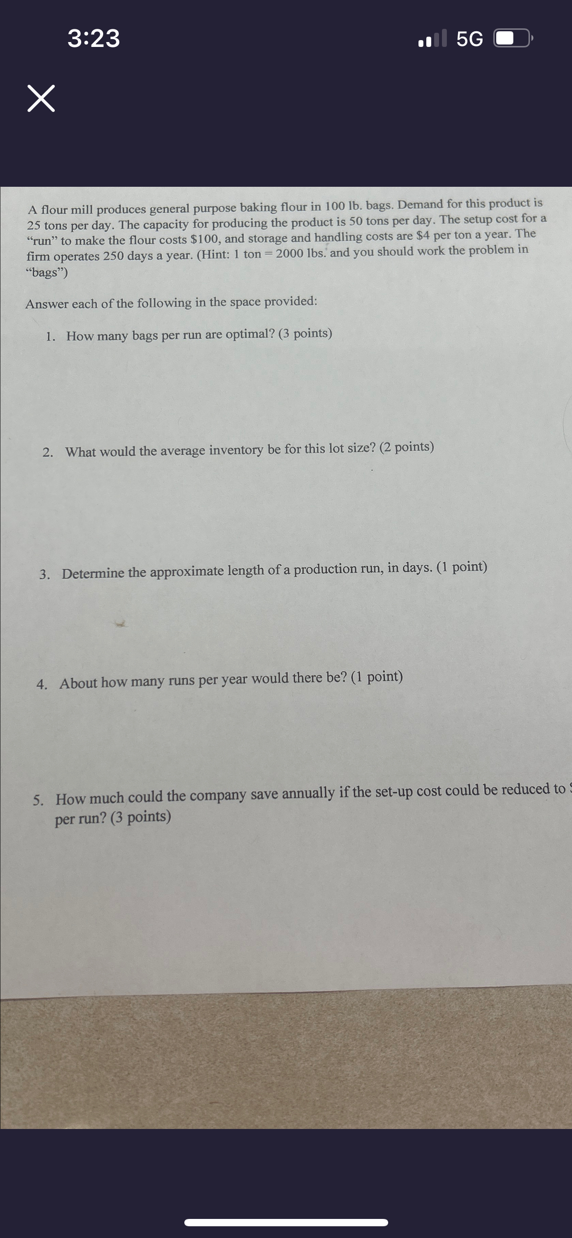  3:23 A flour mill produces general purpose baking flour in 100lb.