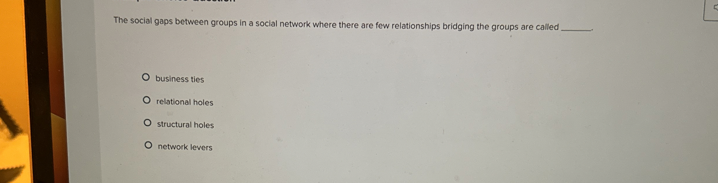 The social gaps between groups in a social network where there