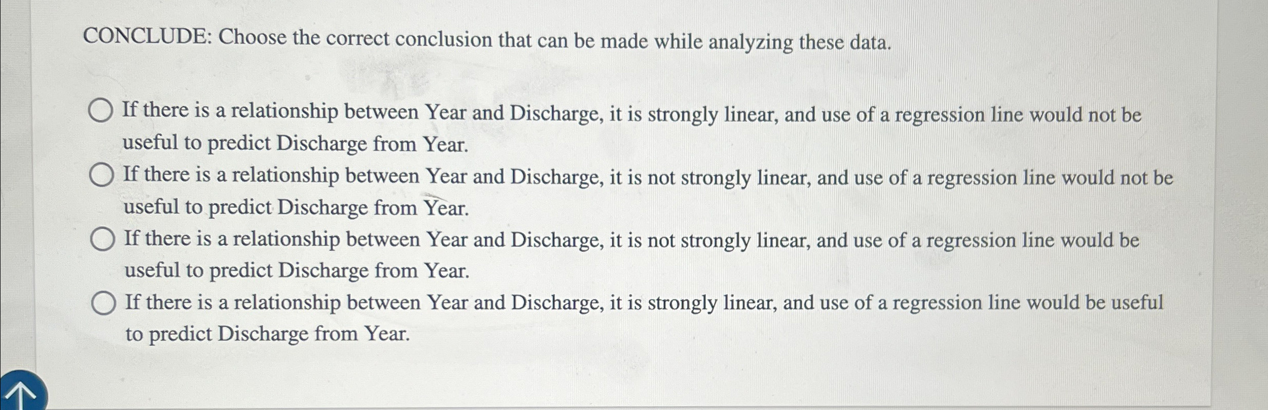  CONCLUDE: Choose the correct conclusion that can be made while analyzing