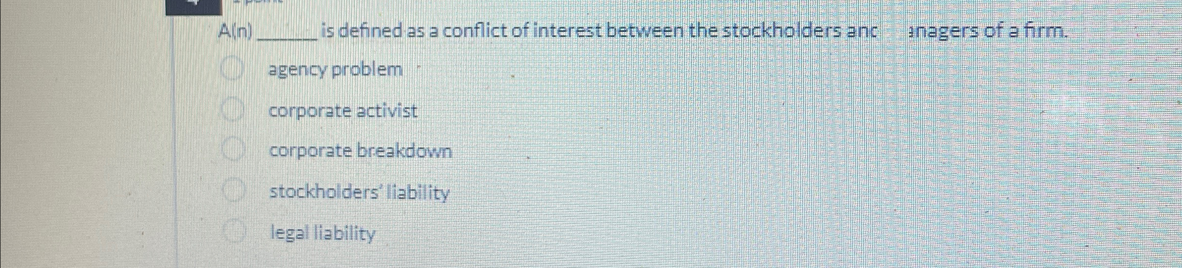  A(in)q, is defined as a conflict of interest between the stockholders