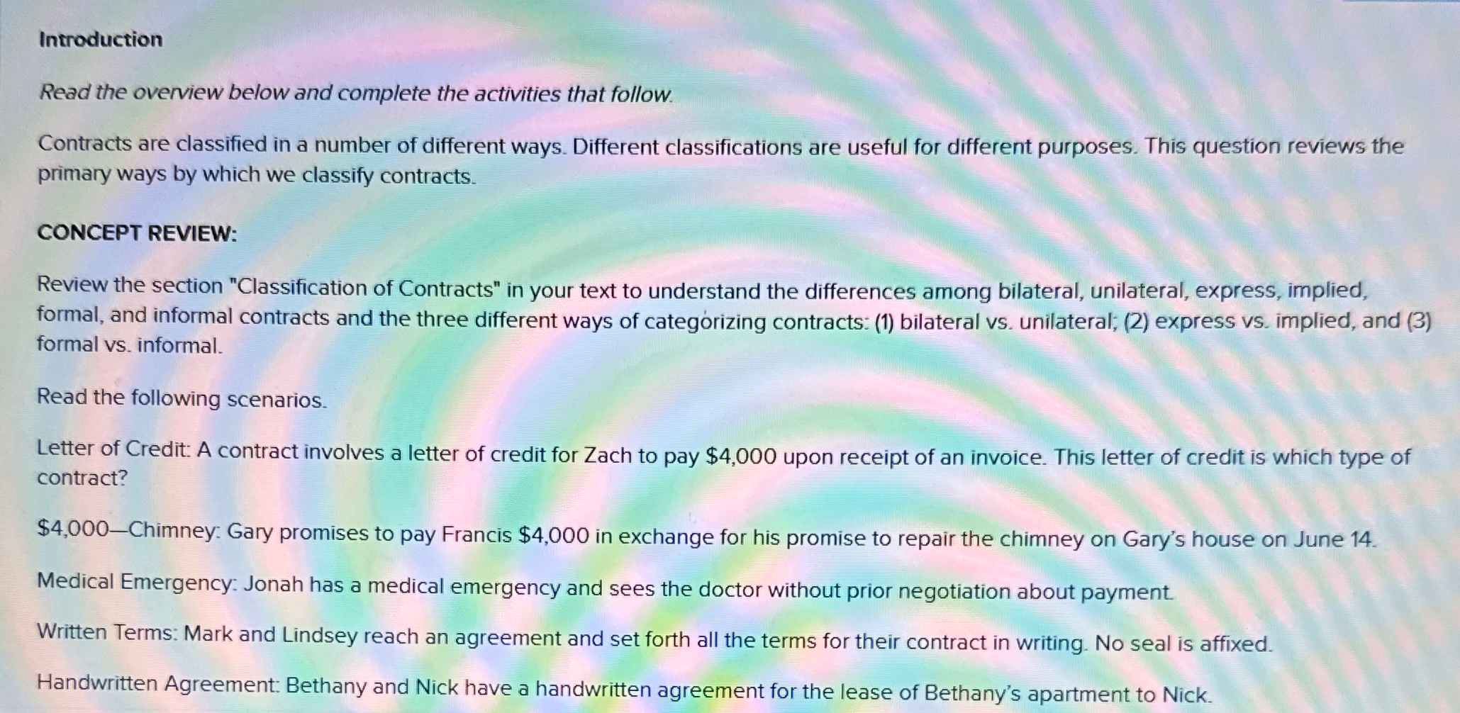  Introduction Read the overview below and complete the activities that follow.